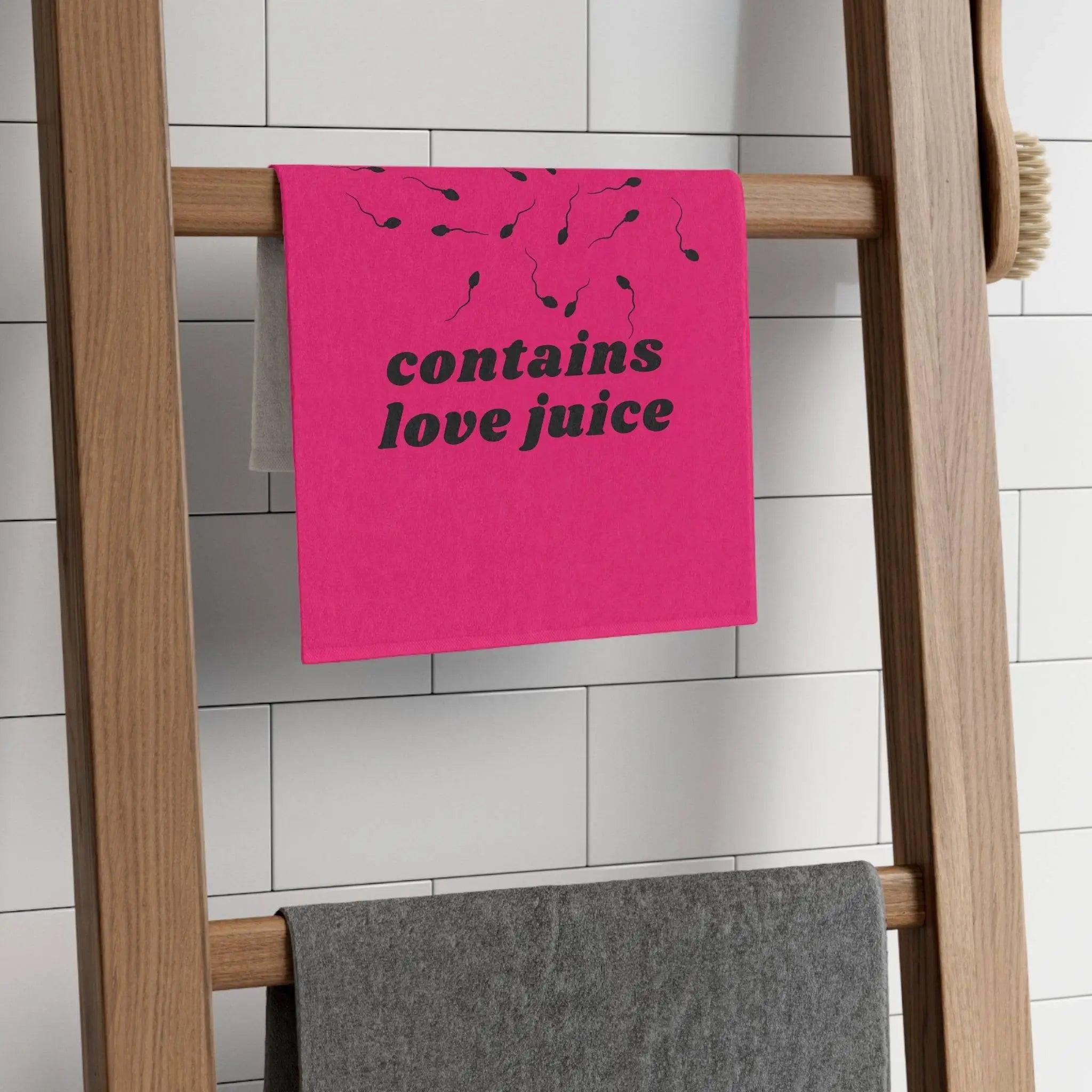 Contains Love Juice Pink | Mix & Match Soft Sex Towels | Flirty Lovers’ Gifts