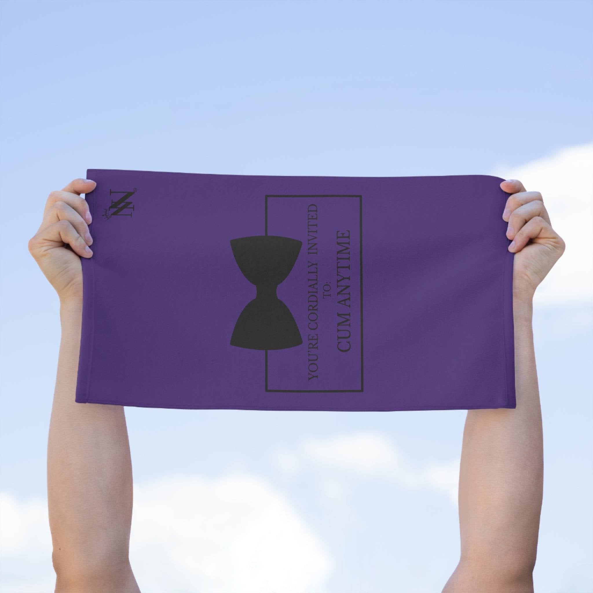 Cordially Invited Cum Purple | Mix & Match Soft Fun-Flirty Lovers’ Towels