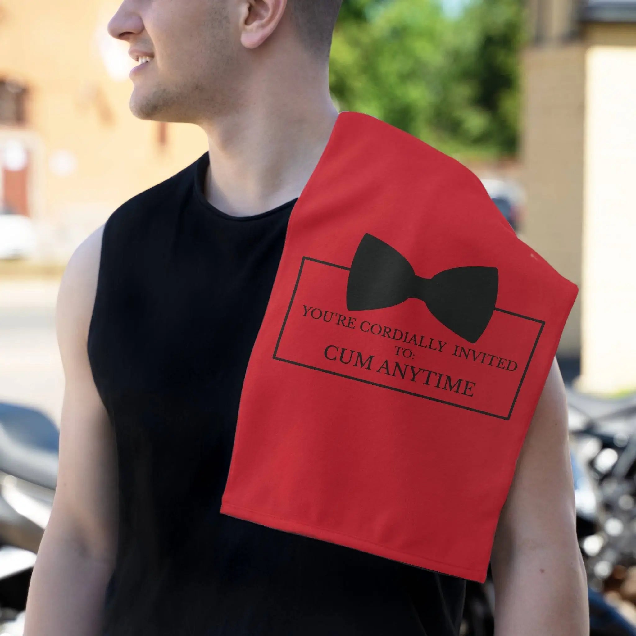 Cordially Invited Cum Red | Mix & Match Soft Fun-Flirty Lovers’ Towels