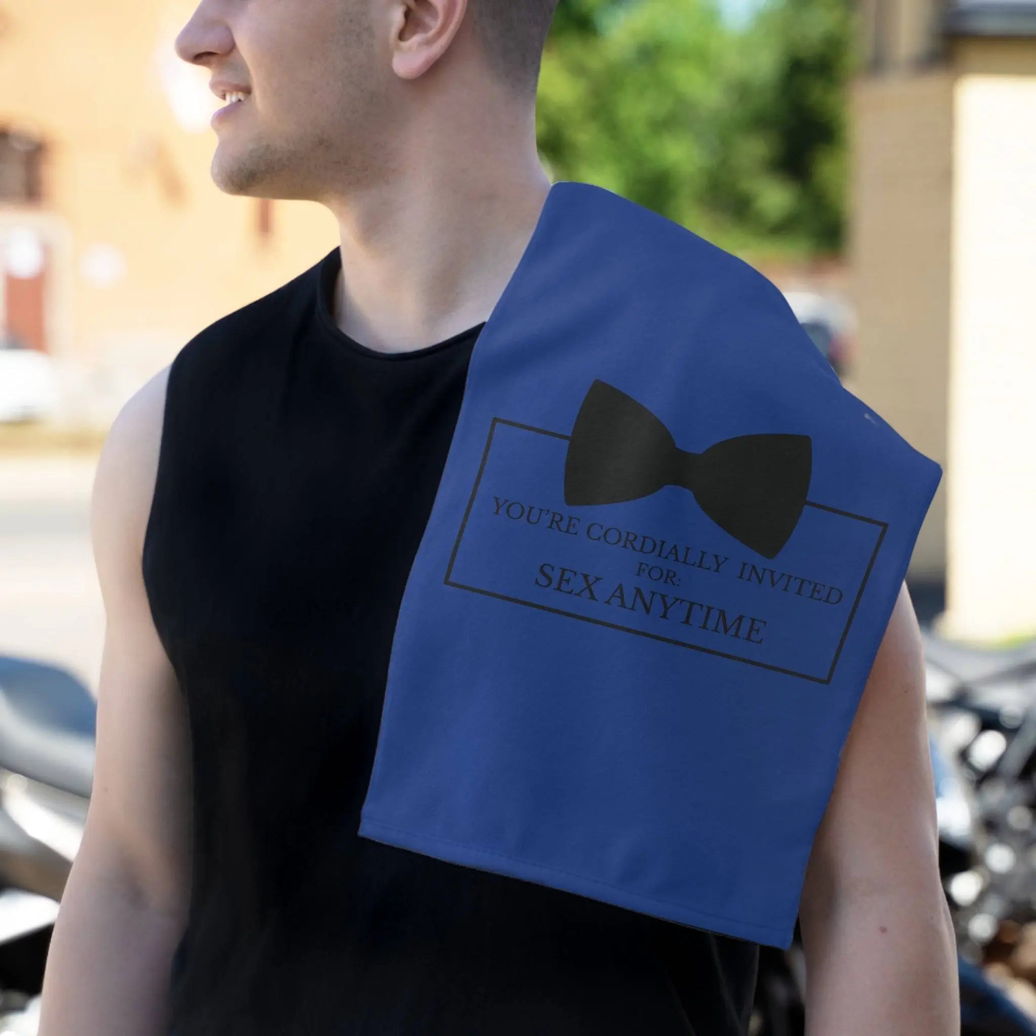 Cordially Invited Sex Blue | Mix & Match Soft Fun-Flirty Lovers’ Towels