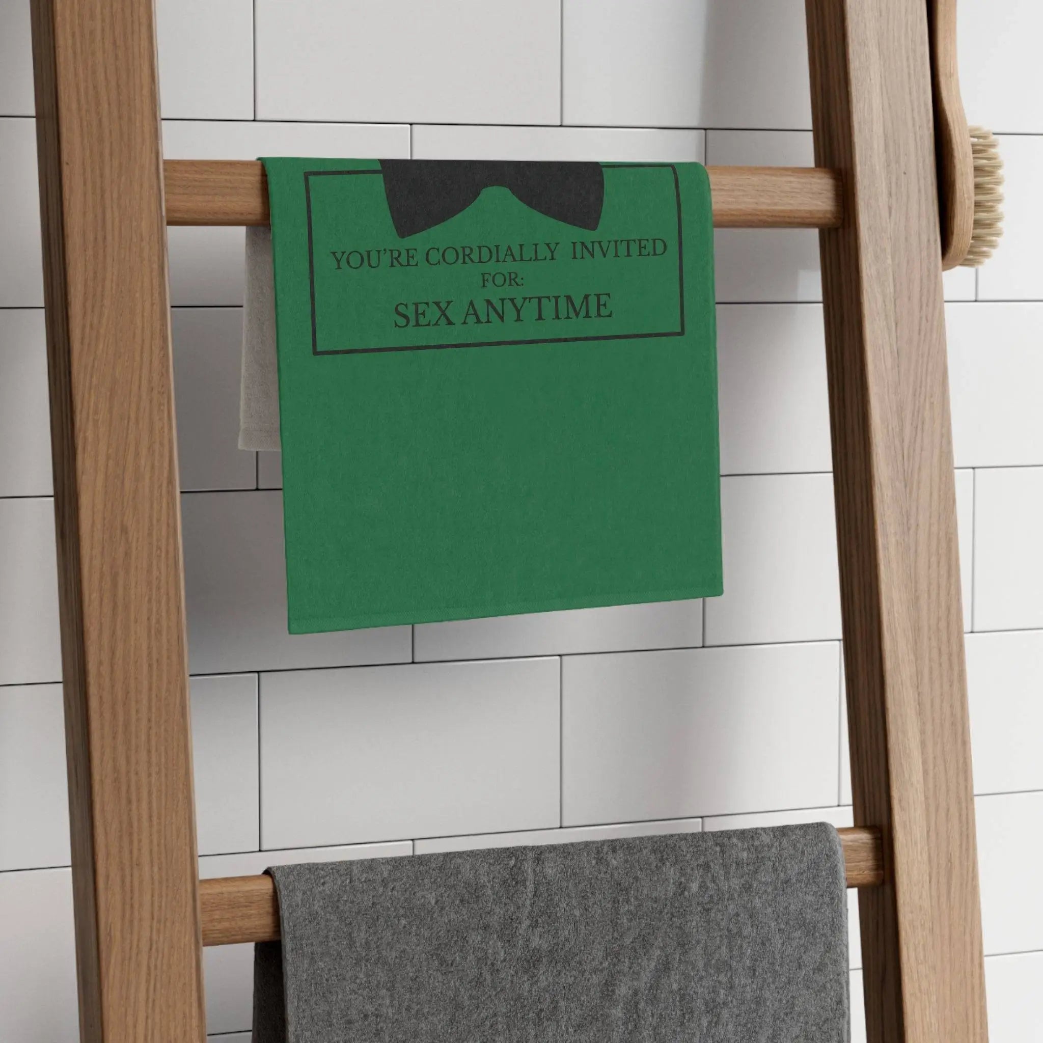 Cordially Invited Sex Green | Mix & Match Soft Fun-Flirty Lovers’ Towels