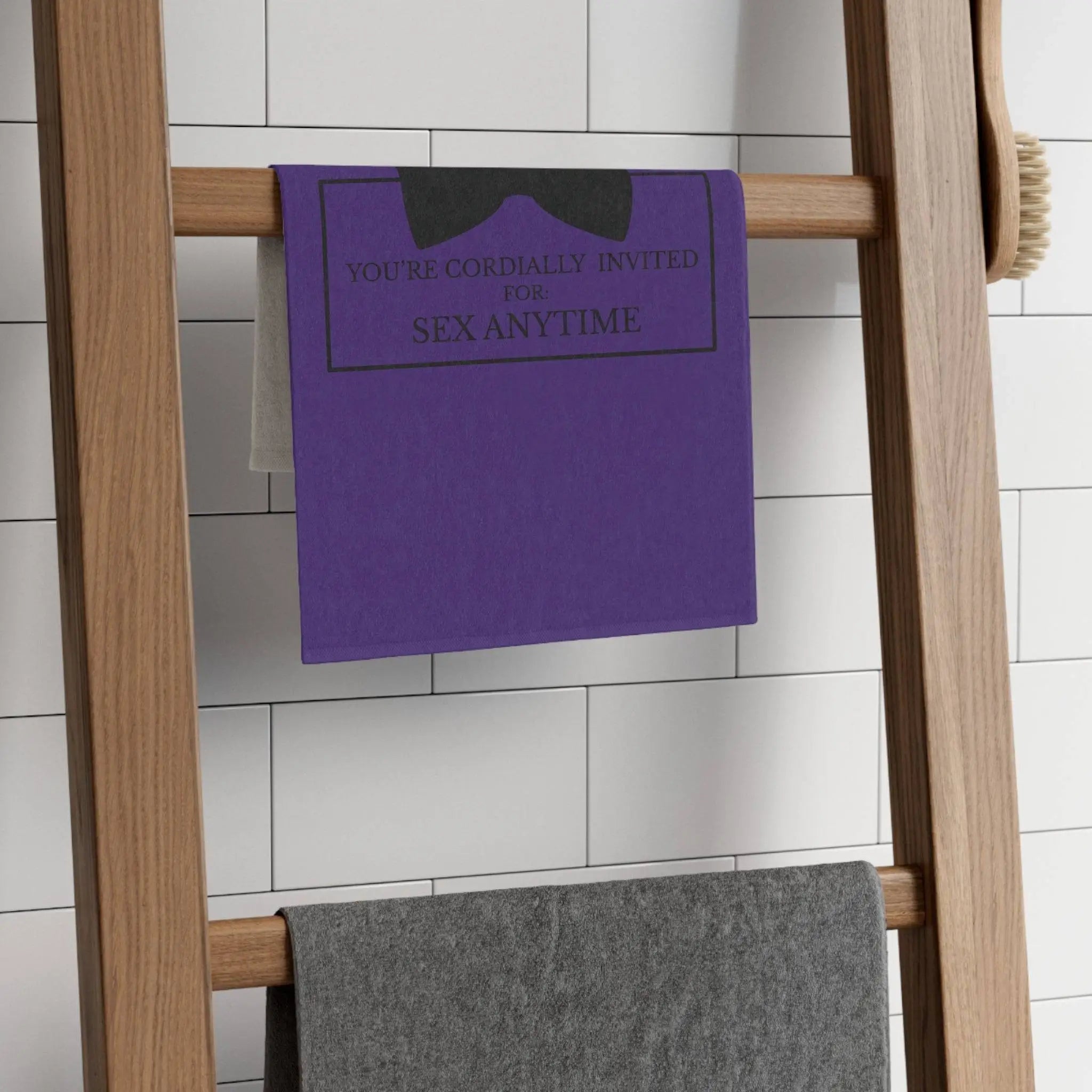 Cordially Invited Sex Purple | Mix & Match Soft Fun-Flirty Lovers’ Towels