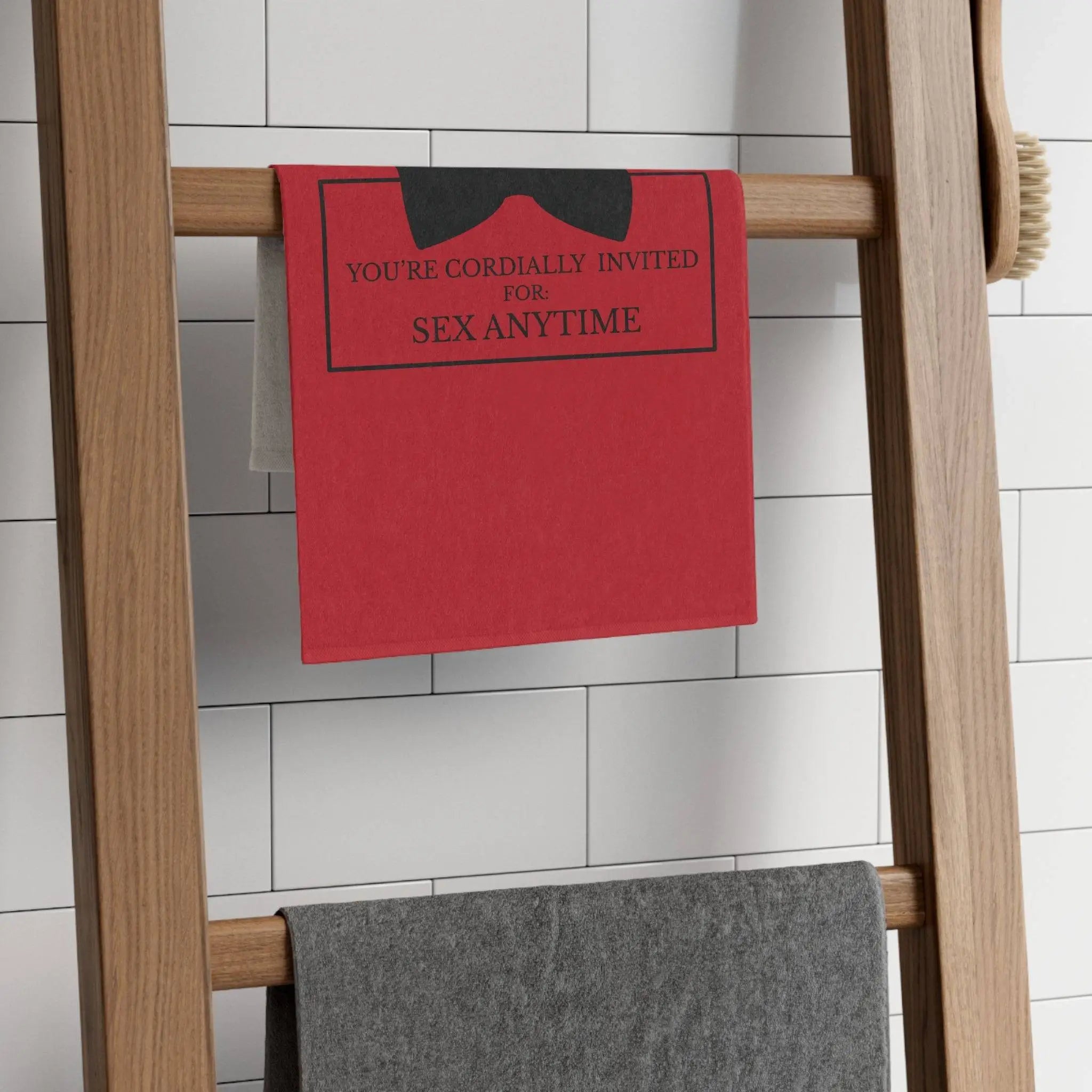 Cordially Invited Sex Red | Mix & Match Soft Fun-Flirty Lovers’ Towels