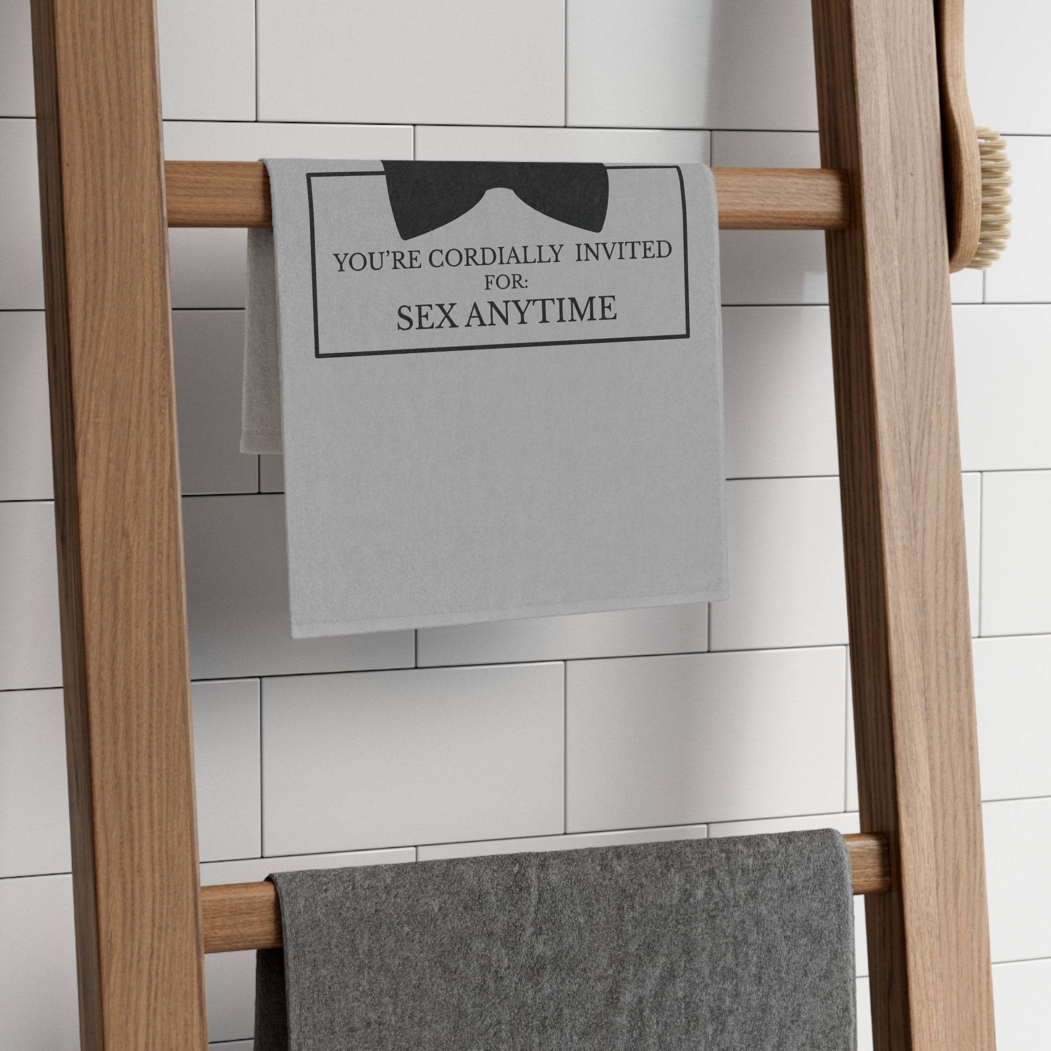 Cordially Invited Sex Silver | Mix & Match Soft Fun-Flirty Lovers’ Towels