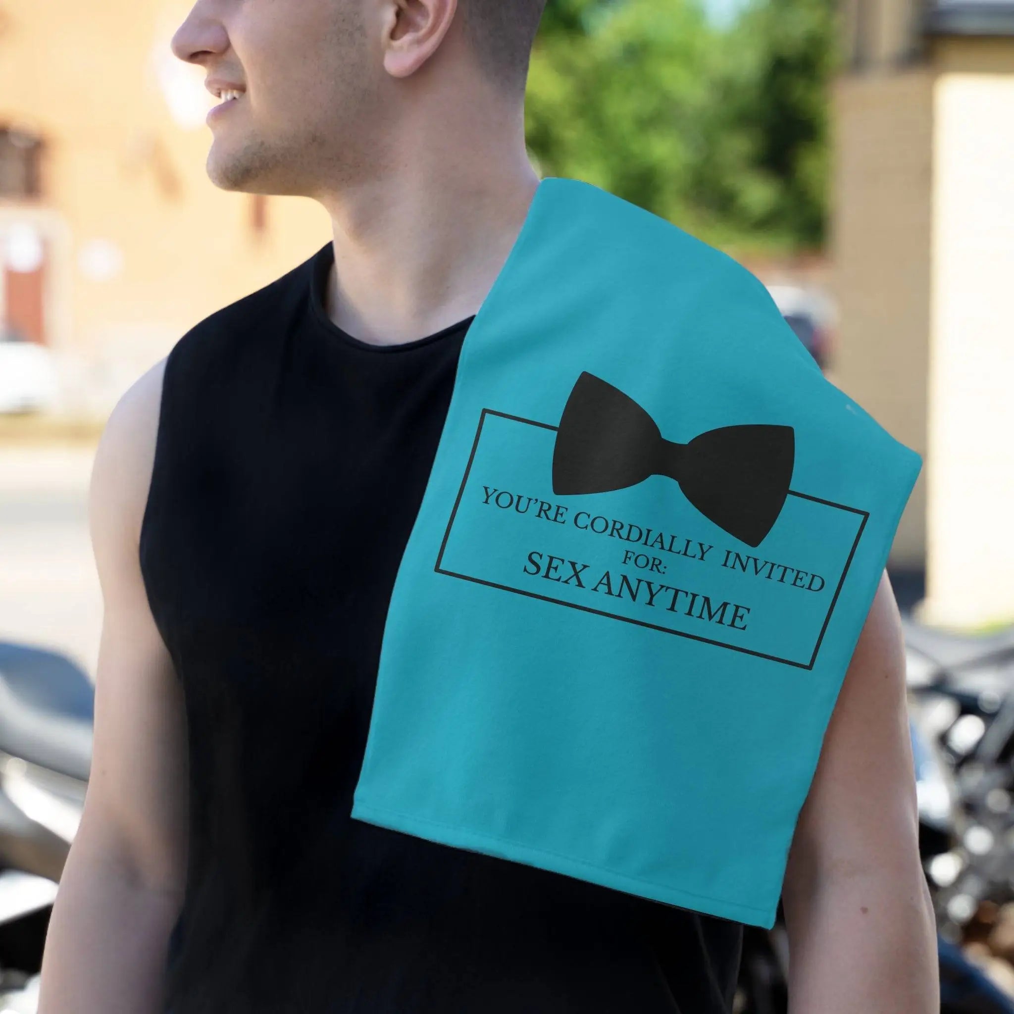 Cordially Invited Sex Teal | Mix & Match Soft Fun-Flirty Lovers’ Towels