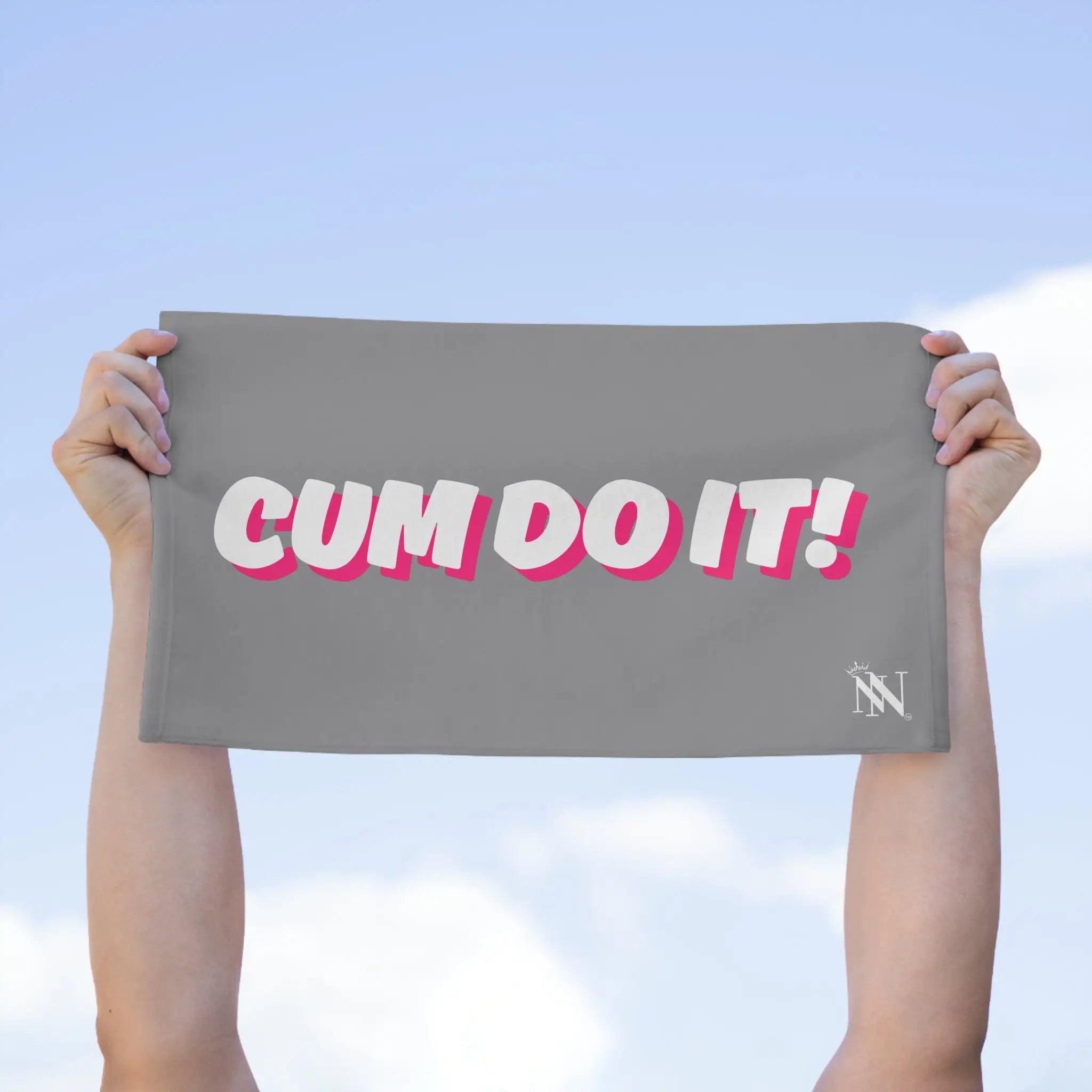 Cum Do It! Grey | Mix & Match Soft Fun-Flirty Lovers’ Towels
