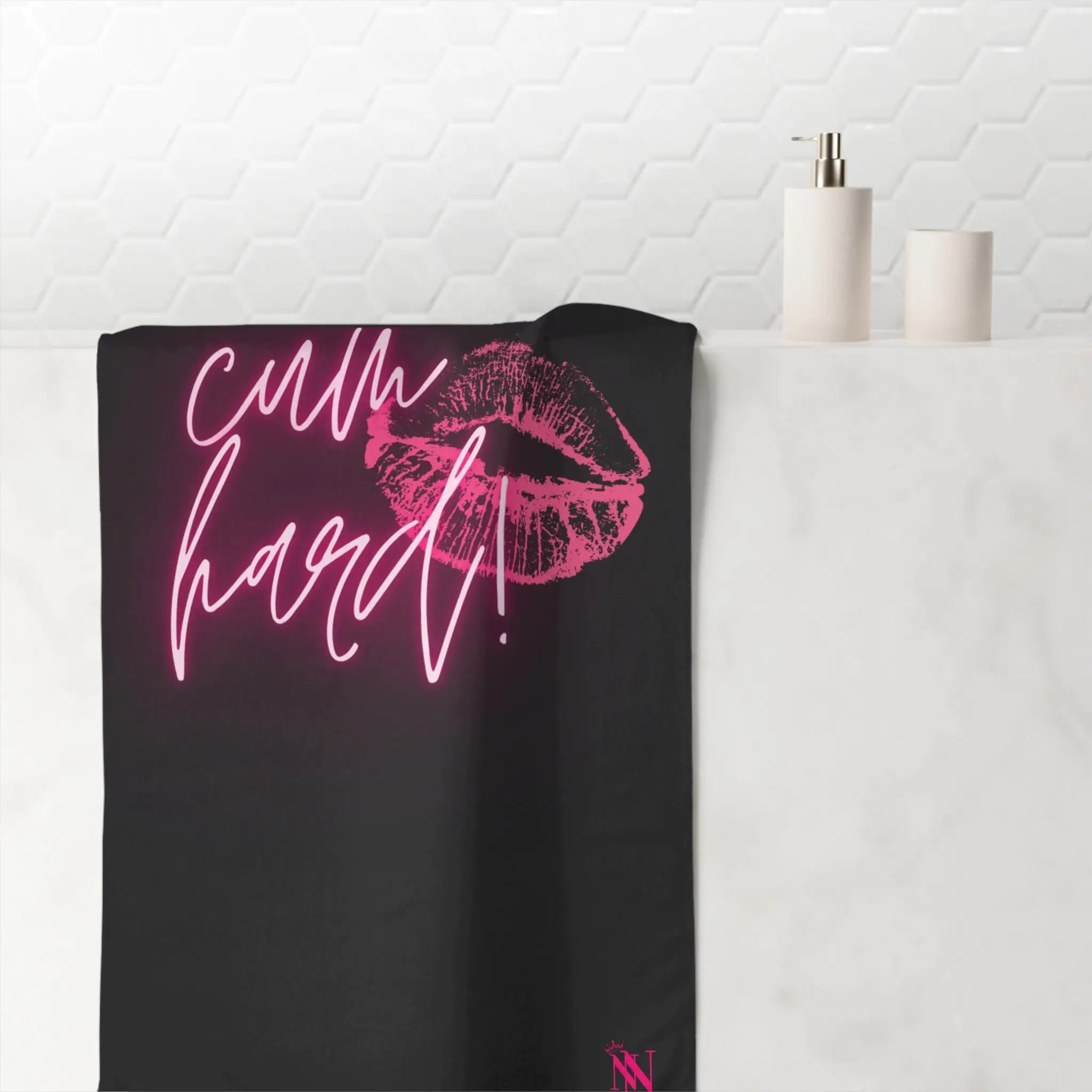 Cum Hard! Kiss Mark | Mix & Match XL Fun-Flirty Lovers’ Towels