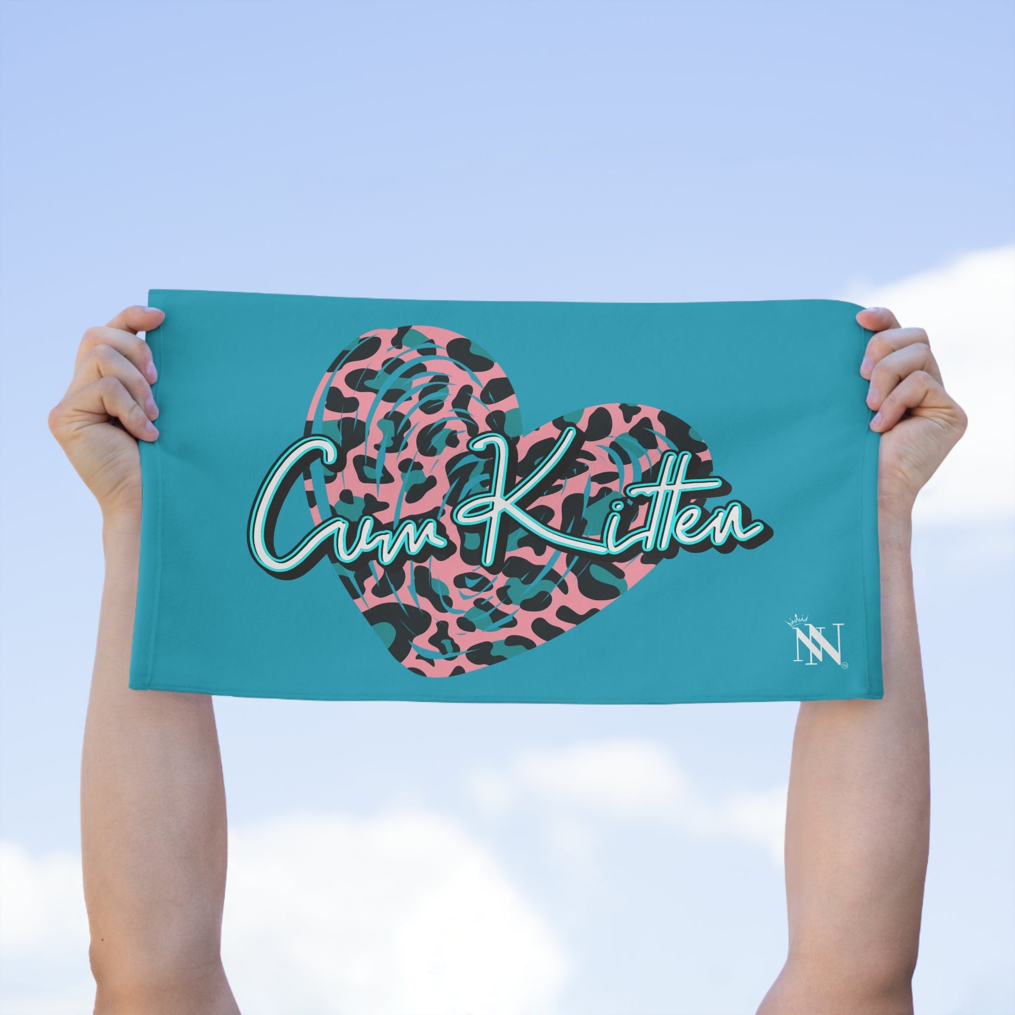 Cum Kitten Teal | Mix & Match Soft Fun-Flirty Lovers’ Towels