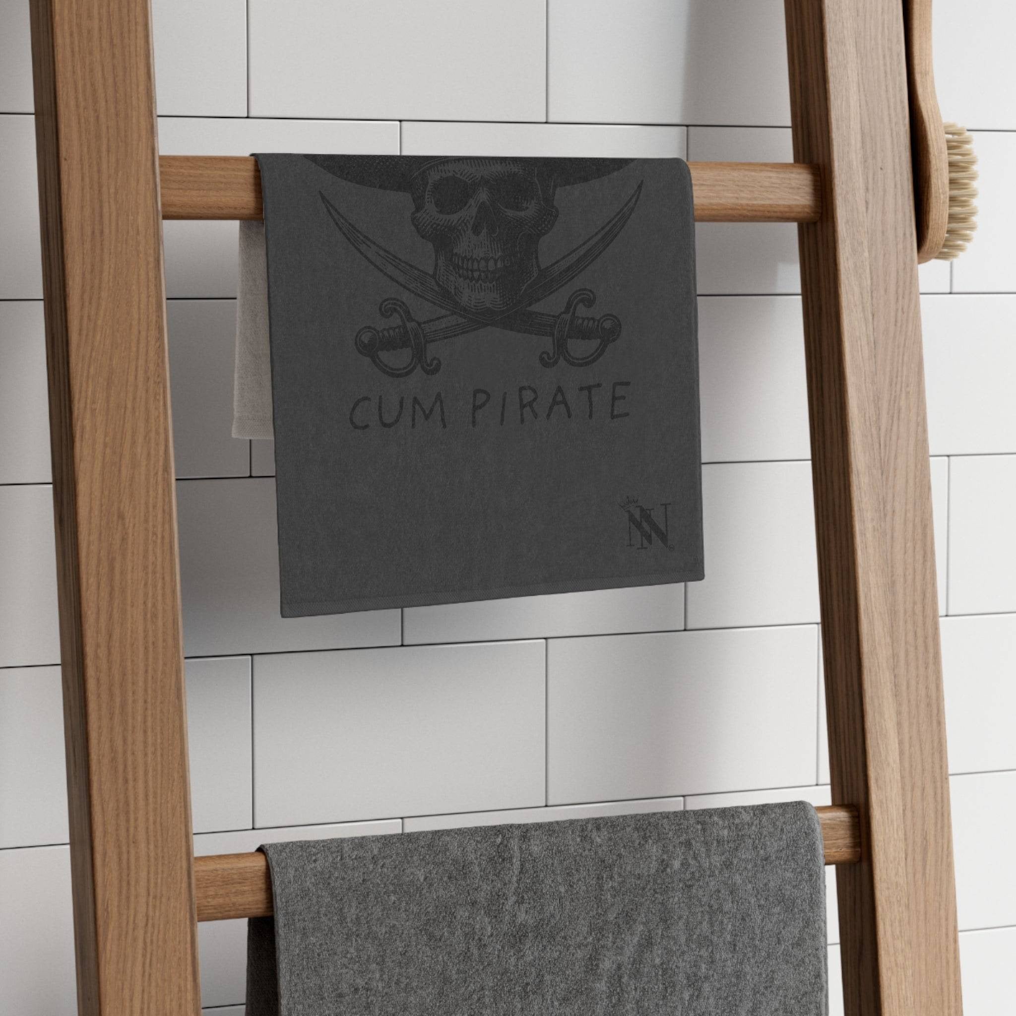 Cum Pirate Dark Grey Mix & Match Soft Sex Towels | Flirty Lovers’ Gifts