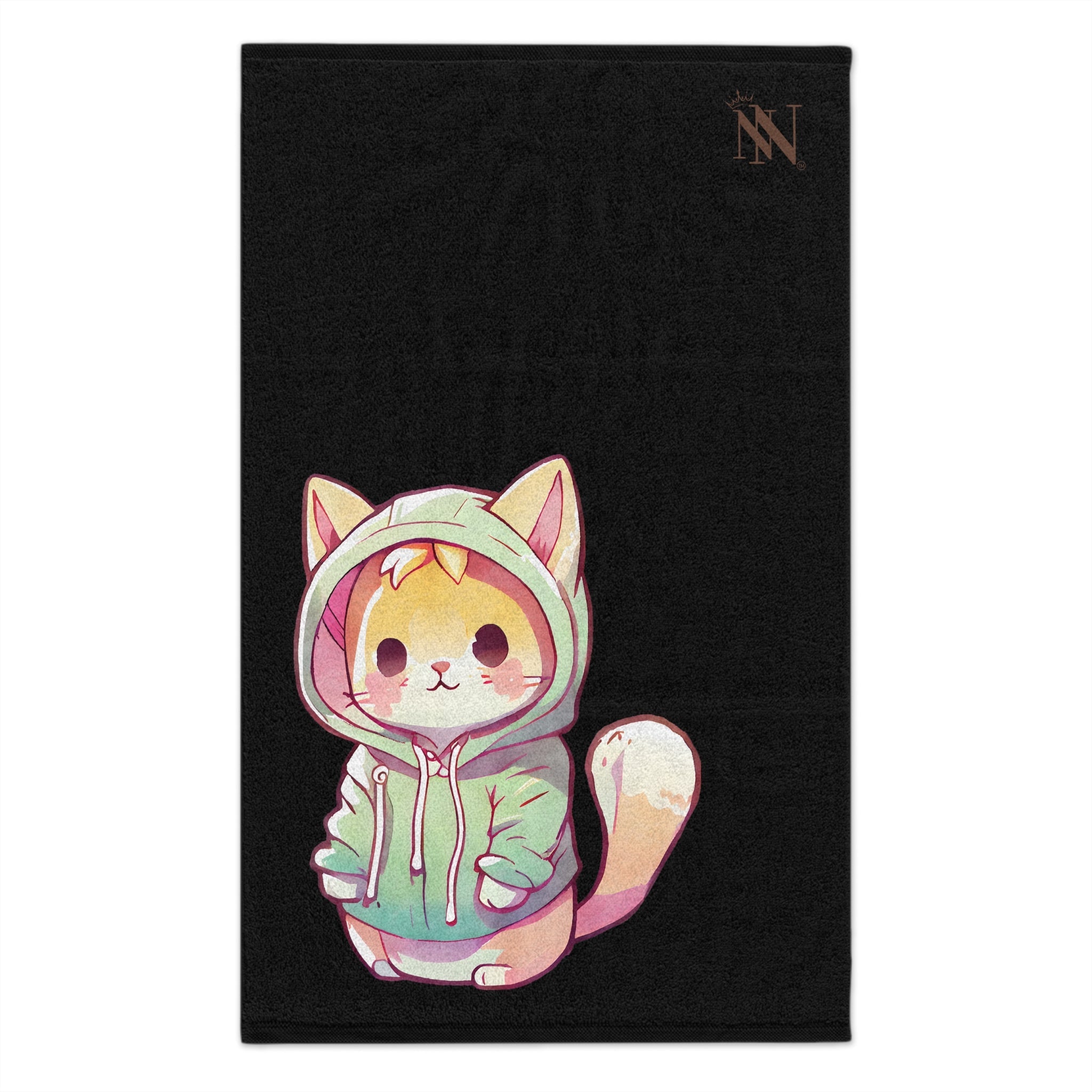 Cute Anime Kitten Black | Mix & Match Soft Fun-Flirty Lovers’ Towels