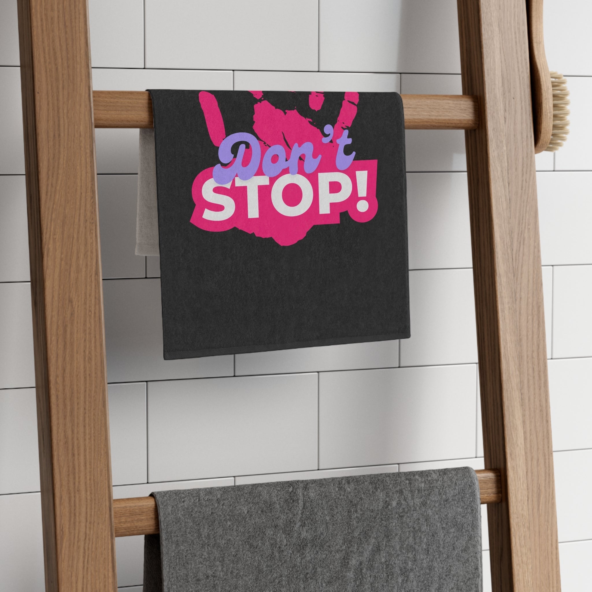 Don’t Stop! Handprint Black | Mix & Match Soft Fun-Flirty Lovers’ Towels