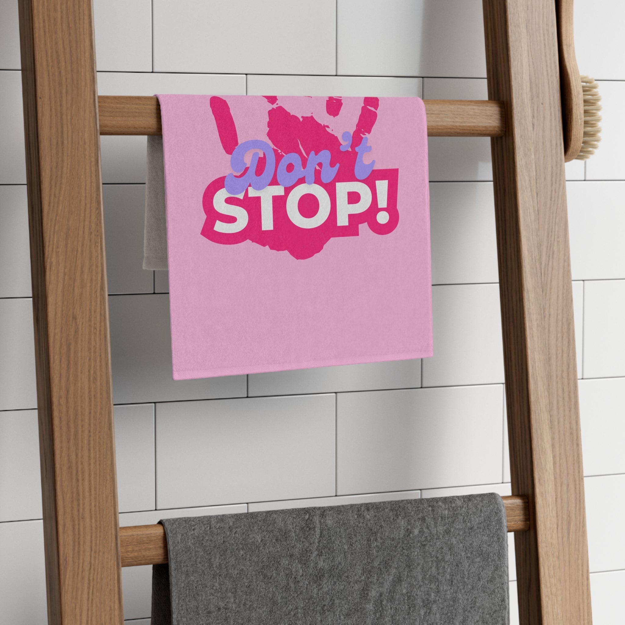Don’t Stop! Handprint Light Pink | Mix & Match Soft Fun-Flirty Lovers’ Towels