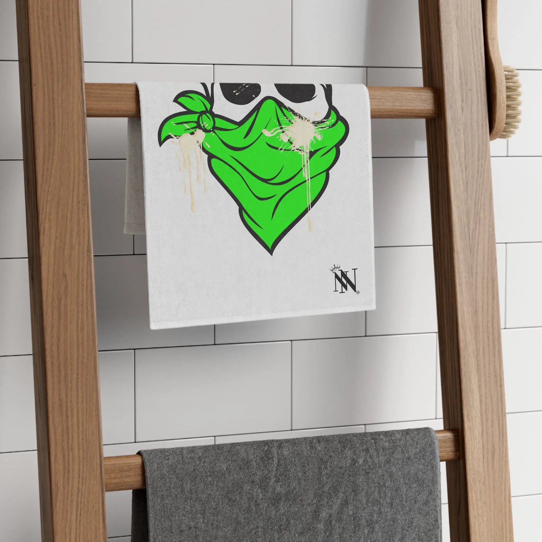 Green Cum Bandit White | Mix & Match Soft Fun-Flirty Lovers’ Towels