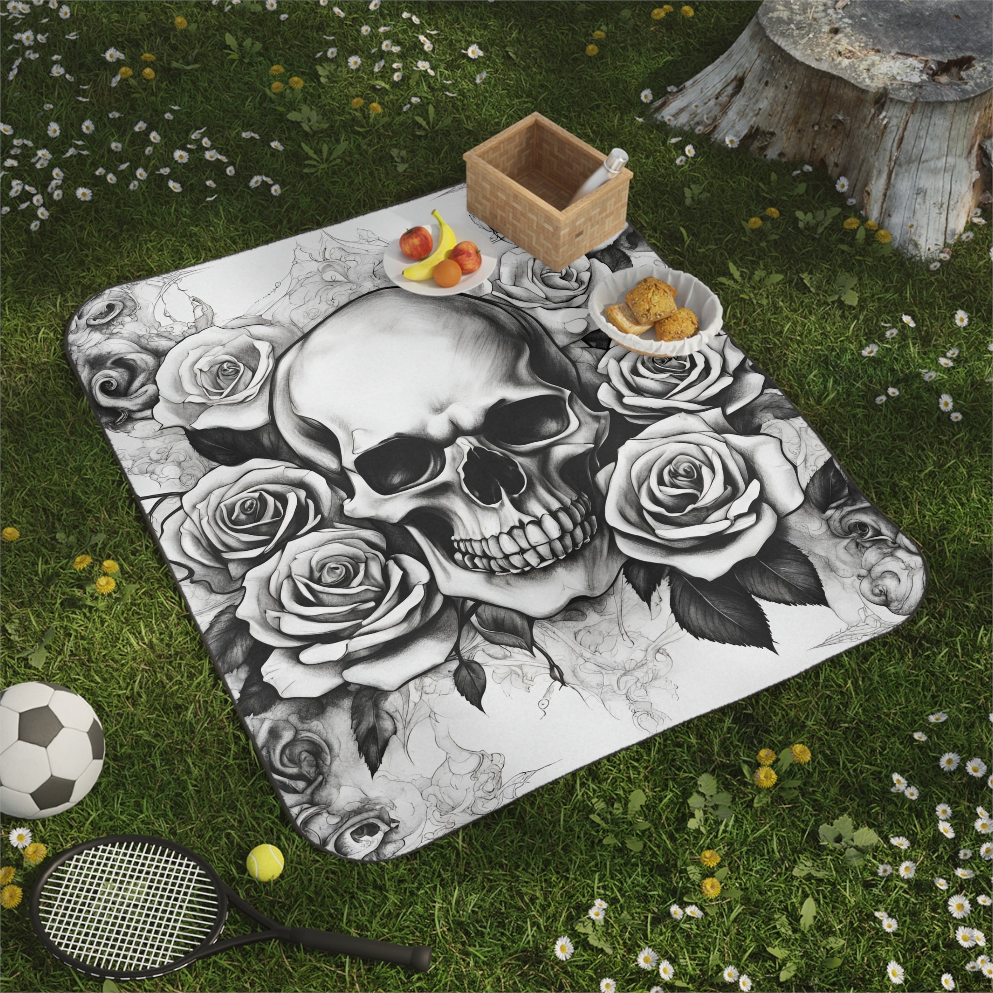 Grey Washed Skull & Roses | Mix Match Fun-Flirty Lovers’ Water-Resistant Blankets