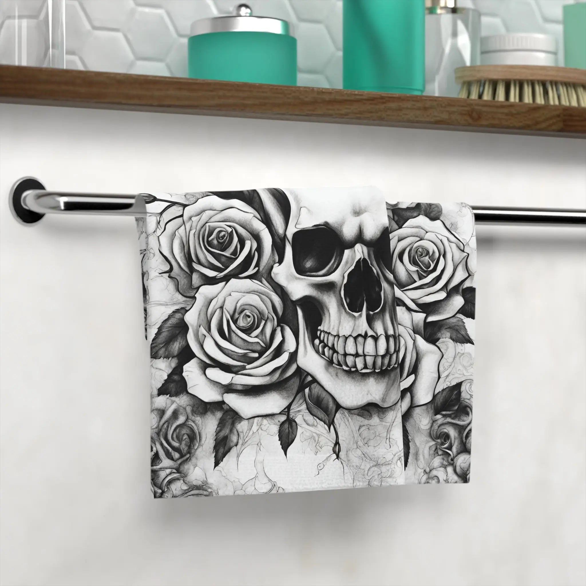 Grey Washed Skull & Roses | Mix & Match Lils’ Fun-Flirty Lovers’ Towels