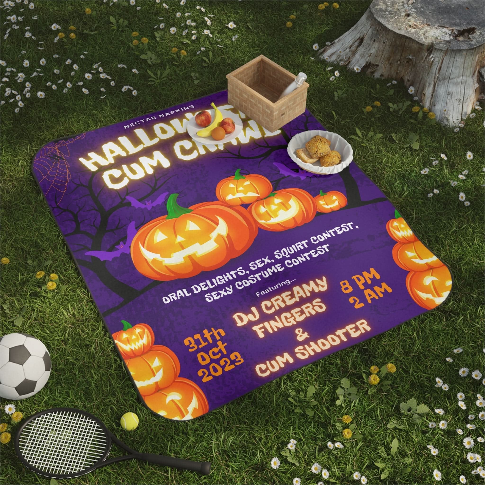 Halloween Cum Crawl | Mix Match Fun-Flirty Lovers’ Water-Resistant Blankets