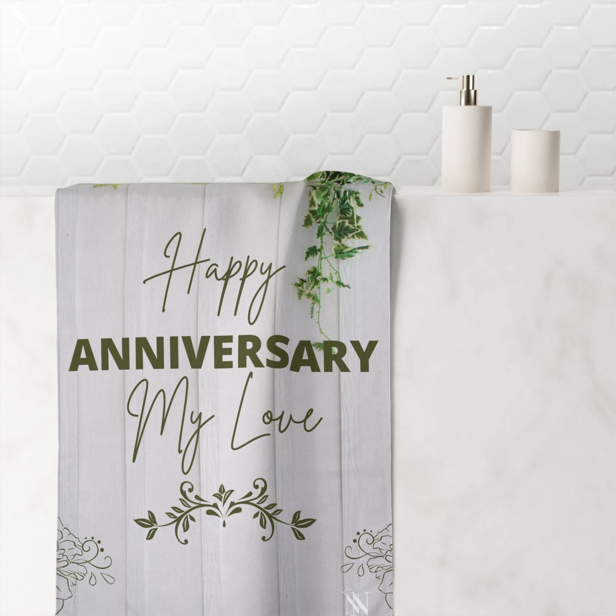 Happy Anniversary My Love | Mix & Match Naughty XL Fun-Flirty Lovers’ Towels