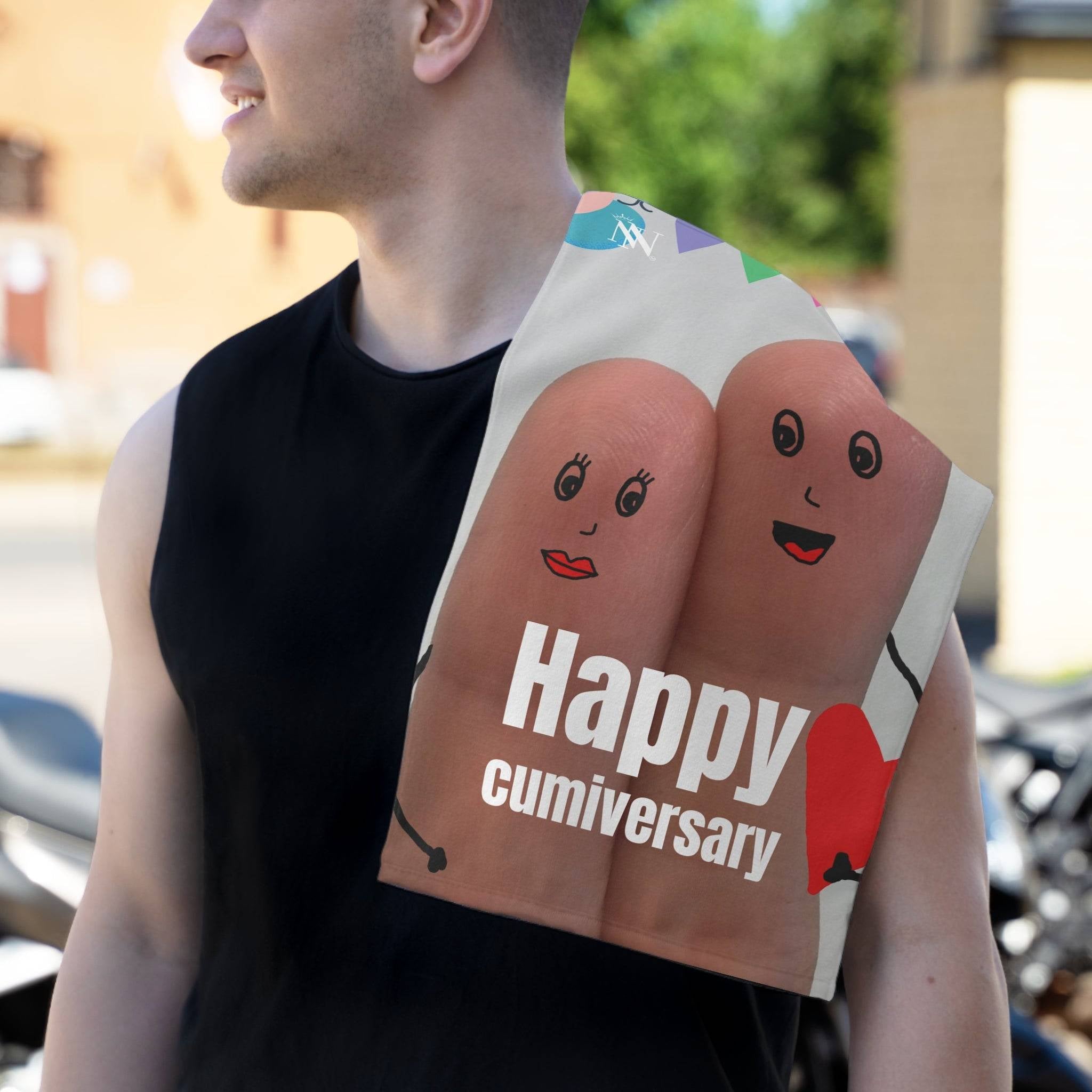 Happy Cumiversary Finger | Mix & Match Soft Fun-Flirty Lovers’ Towels
