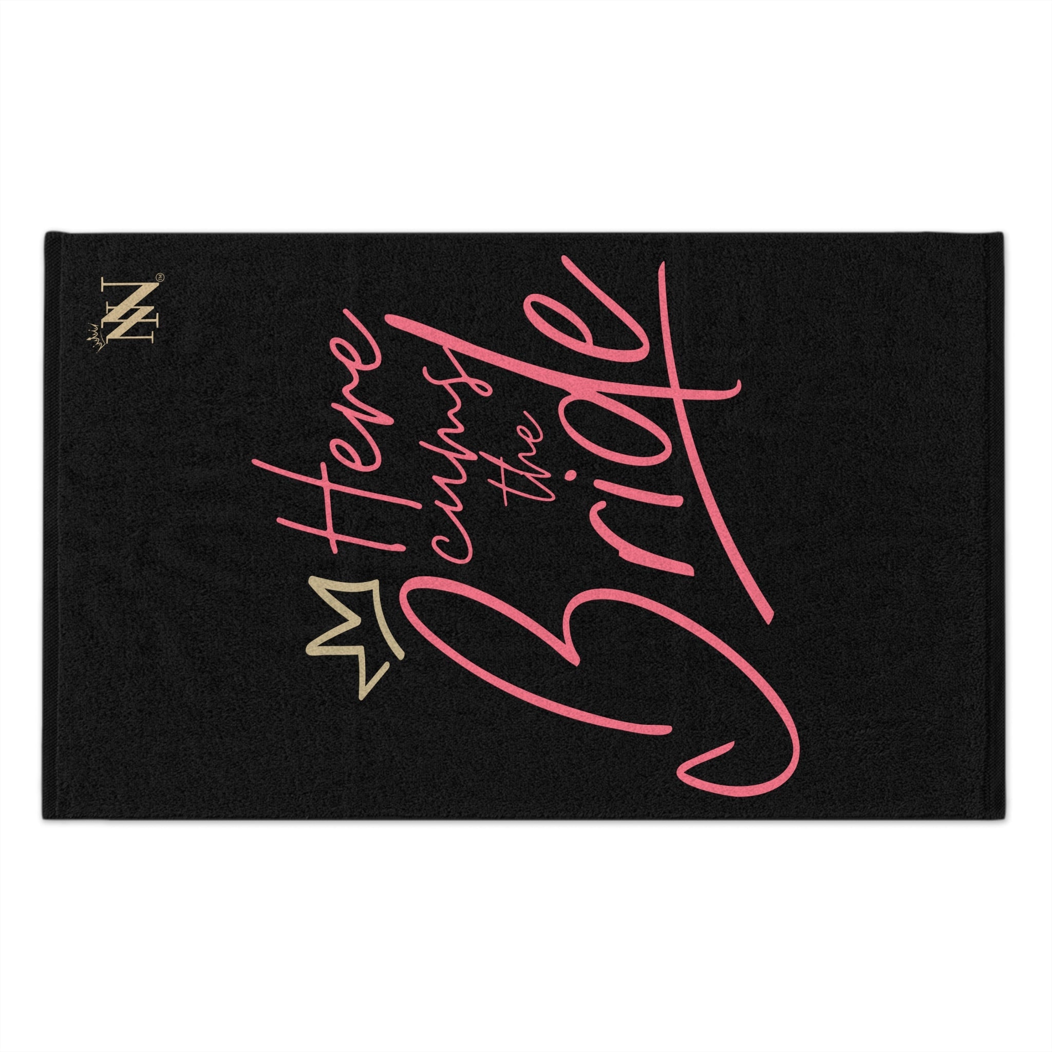 Here Cums the Bride Black | Mix & Match Soft Fun-Flirty Lovers’ Towels