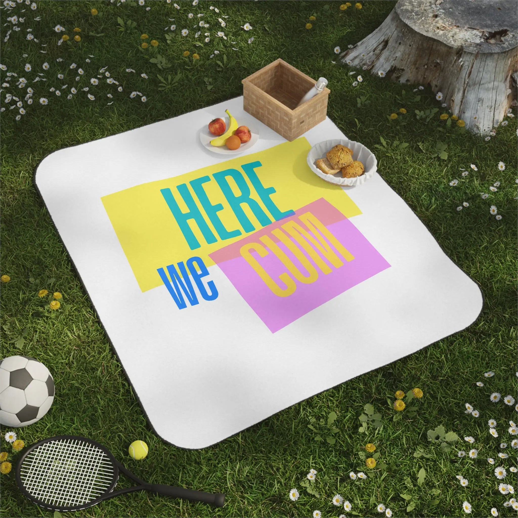 Here We Cum | Mix Match Fun-Flirty Lovers’ Water-Resistant Blankets