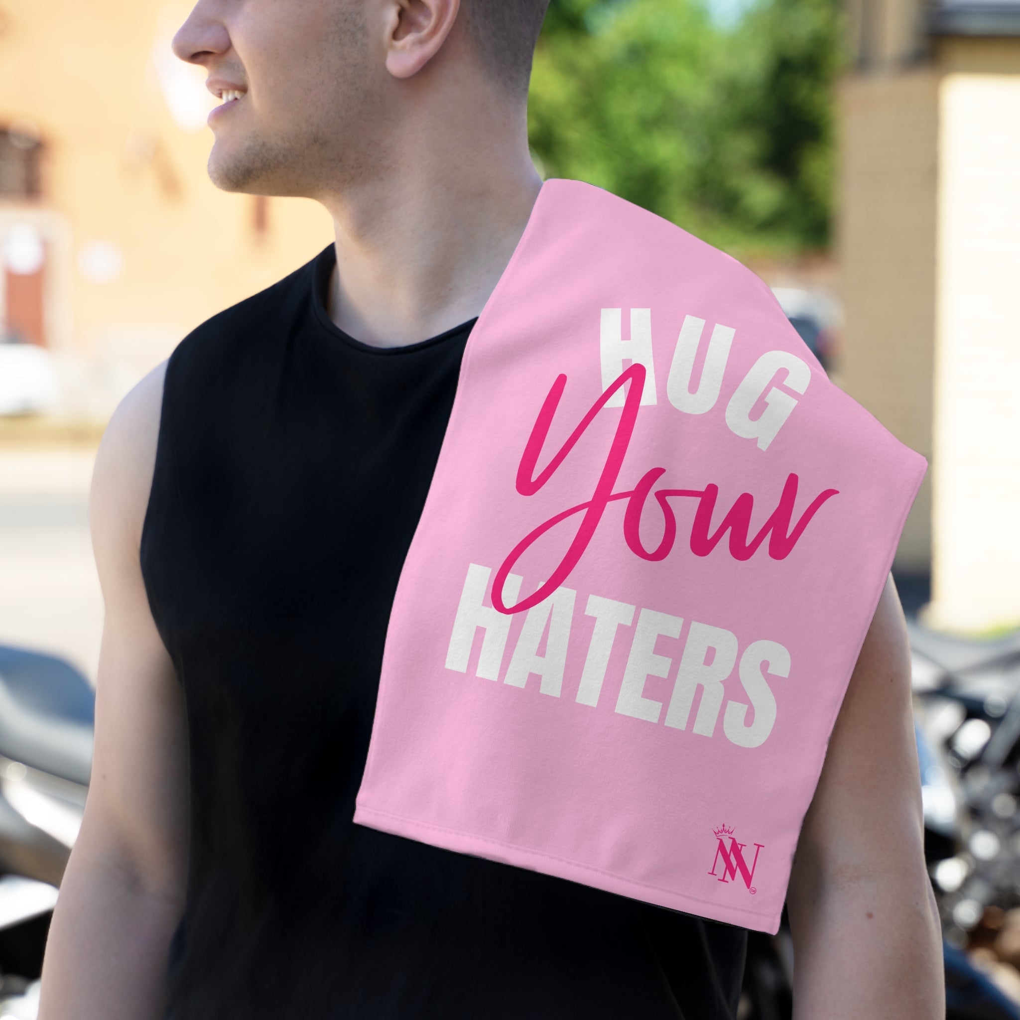 Hug Your Haters Light Pink | Mix & Match Soft Fun-Flirty Lovers’ Towels