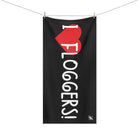 I Love Floggers! Black | Mix & Match XL Fun-Flirty Lovers’ Towels
