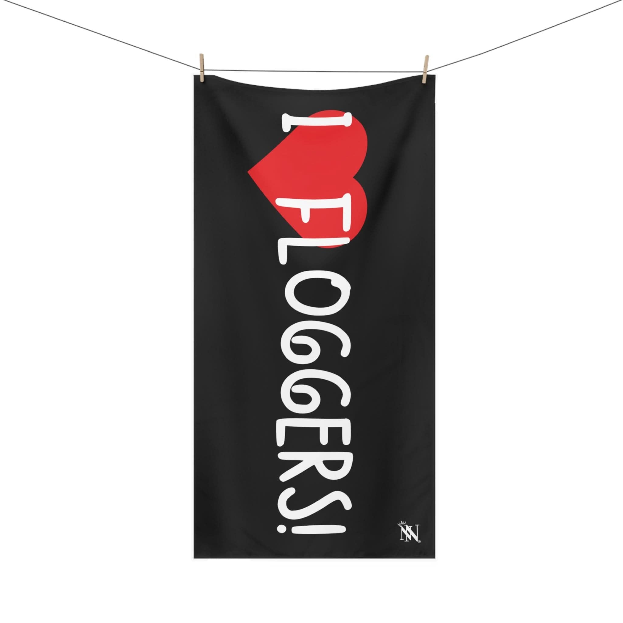 I Love Floggers! Black | Mix & Match XL Fun-Flirty Lovers’ Towels