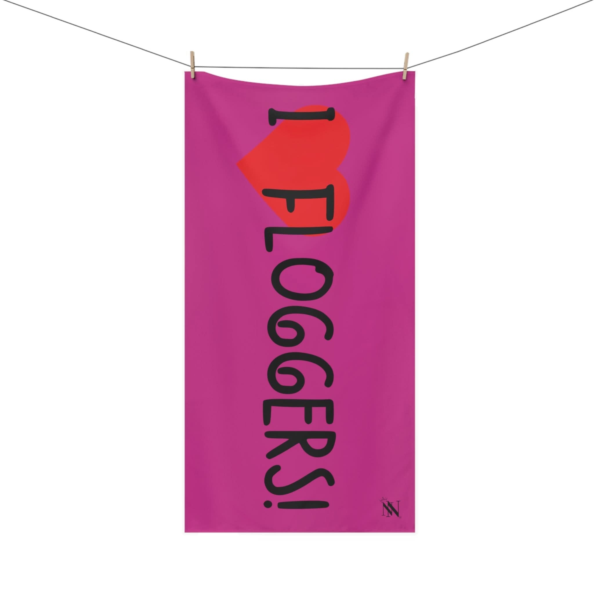 I Love Floggers! Fuscia | Mix & Match XL Fun-Flirty Lovers’ Towels