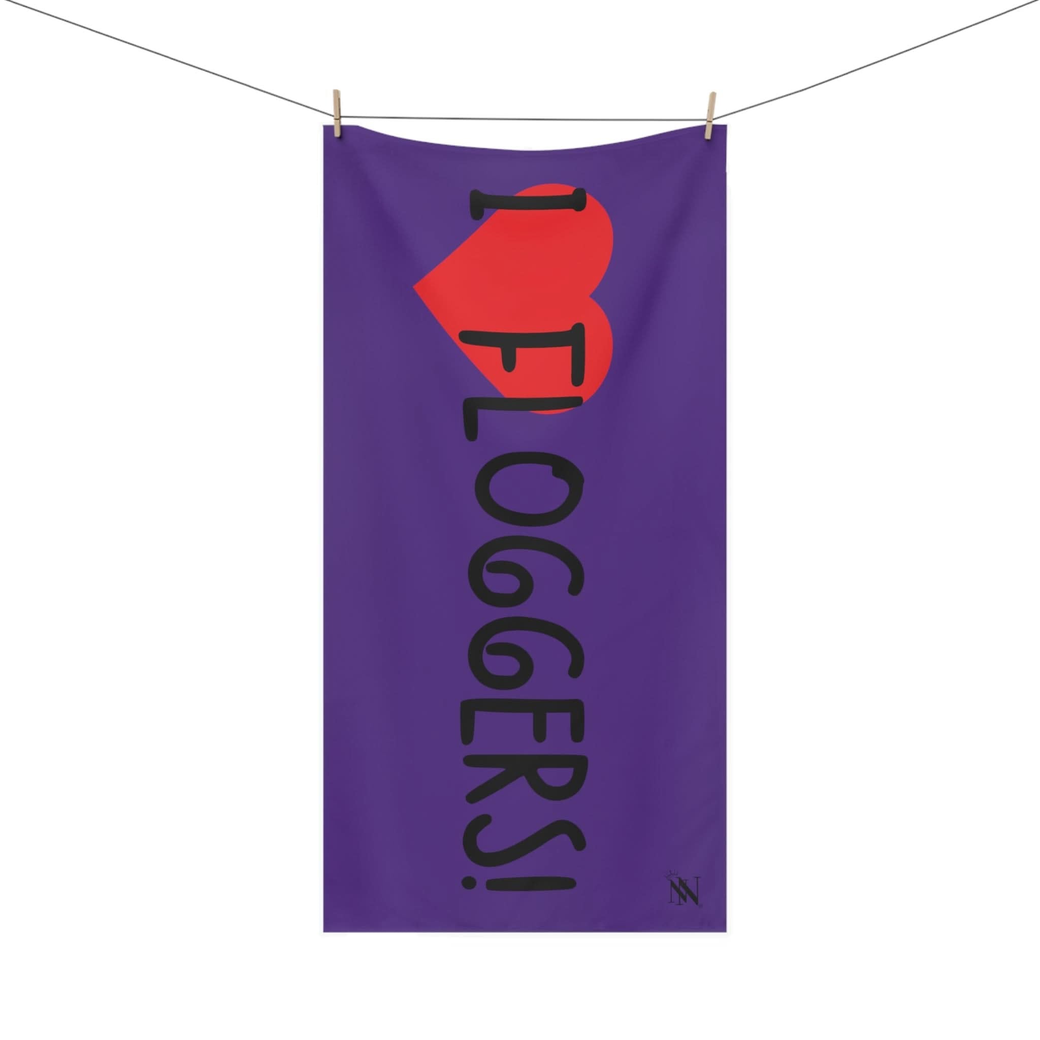 I Love Floggers! Purple | Mix & Match XL Fun-Flirty Lovers’ Towels