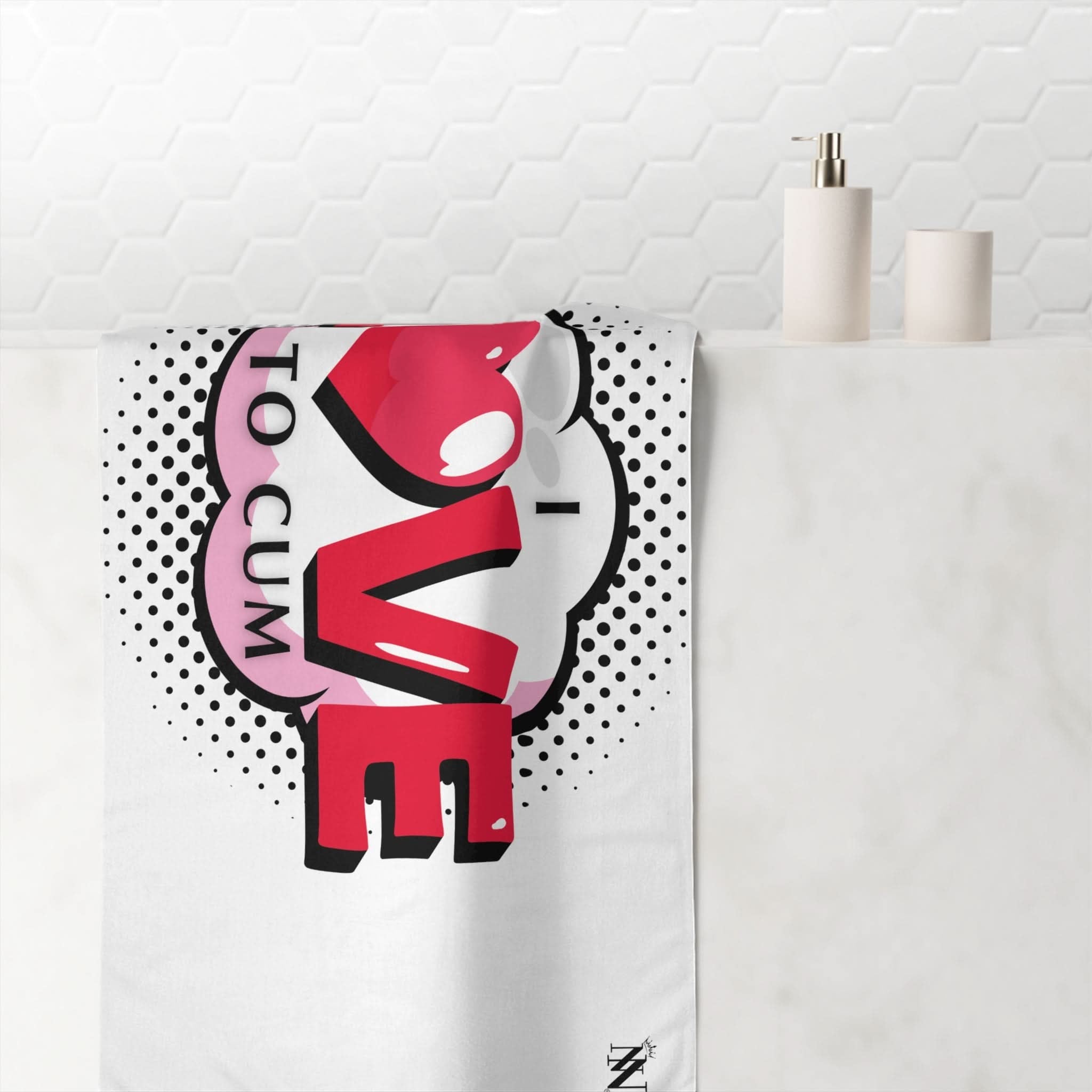 I Love To Cum Fun XL Cum Towel | Big Bold & Sexy Stylish