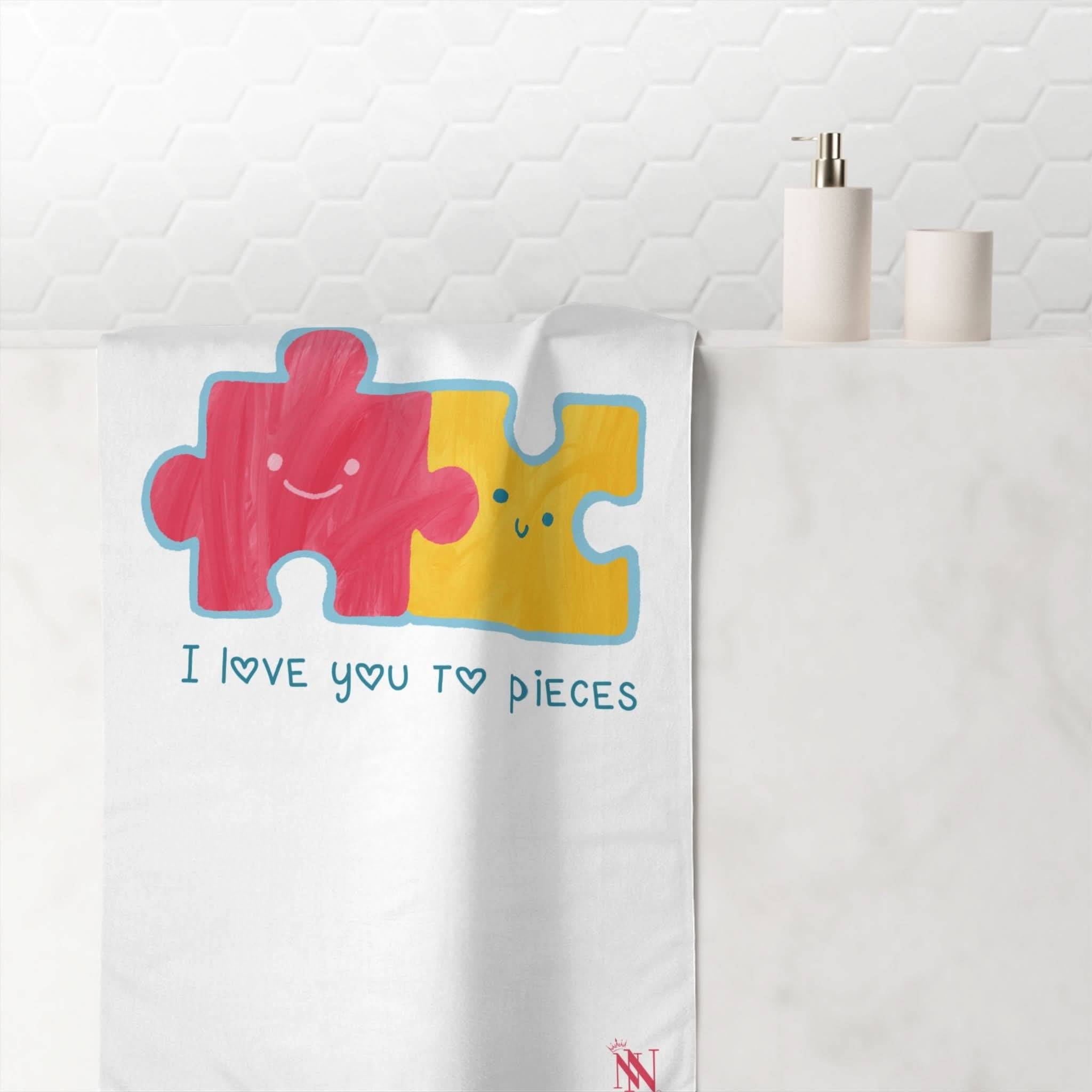I Love You To Pieces Fun XL Cum Towel | Big Bold & Sexy Stylish