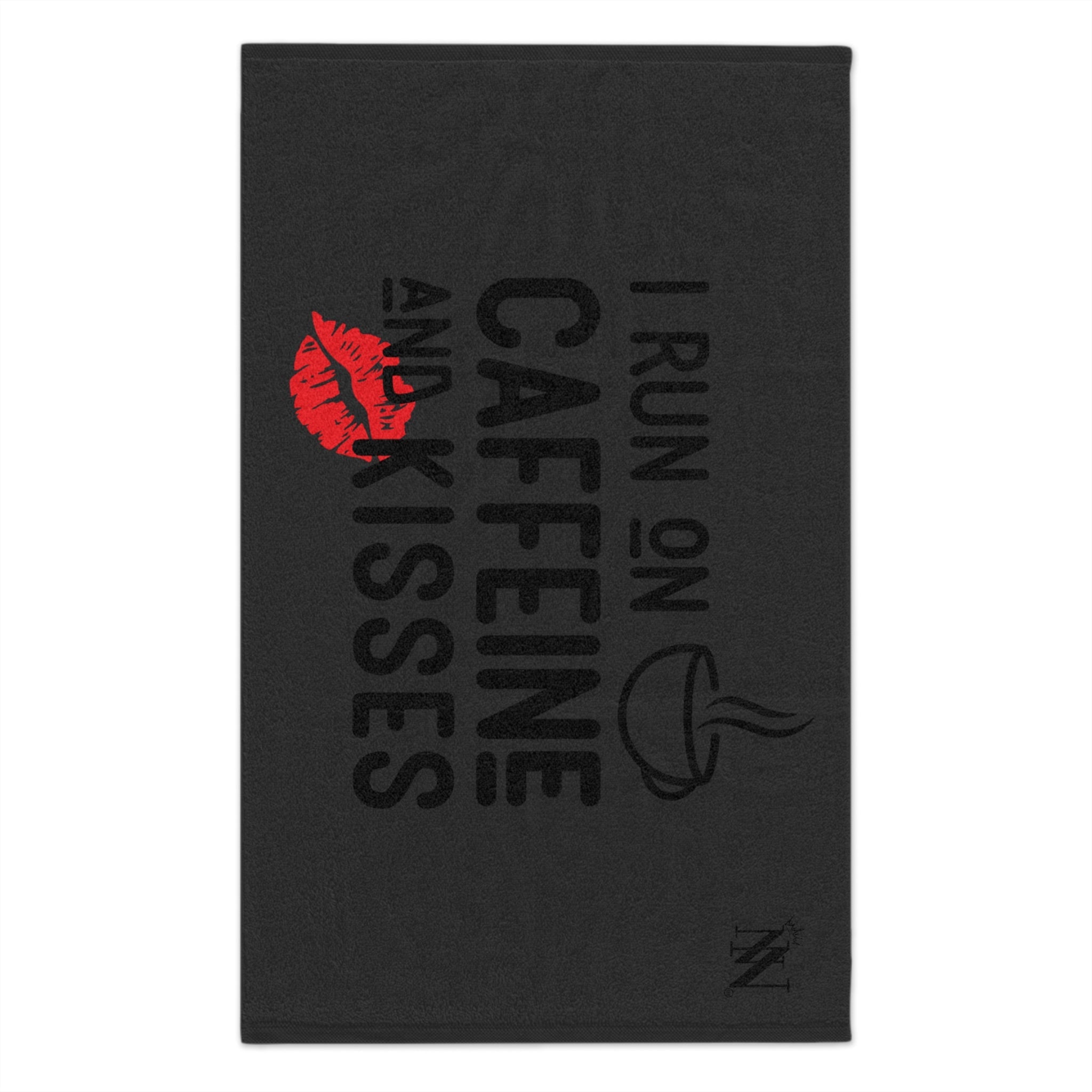 I Run on Caffeine & Kisses Dark Grey | Mix & Match Soft Fun-Flirty Lovers’ Towels