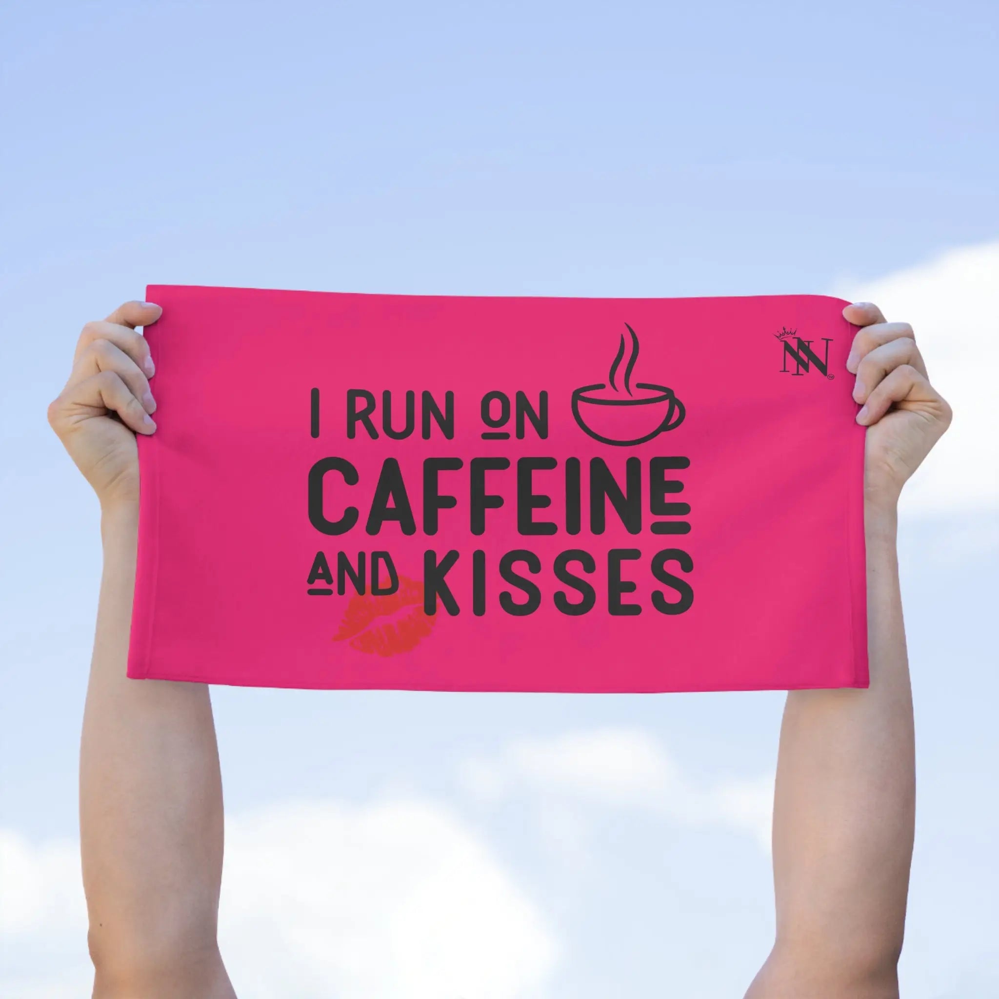 I Run on Caffeine & Kisses Pink | Mix & Match Soft Fun-Flirty Lovers’ Towels