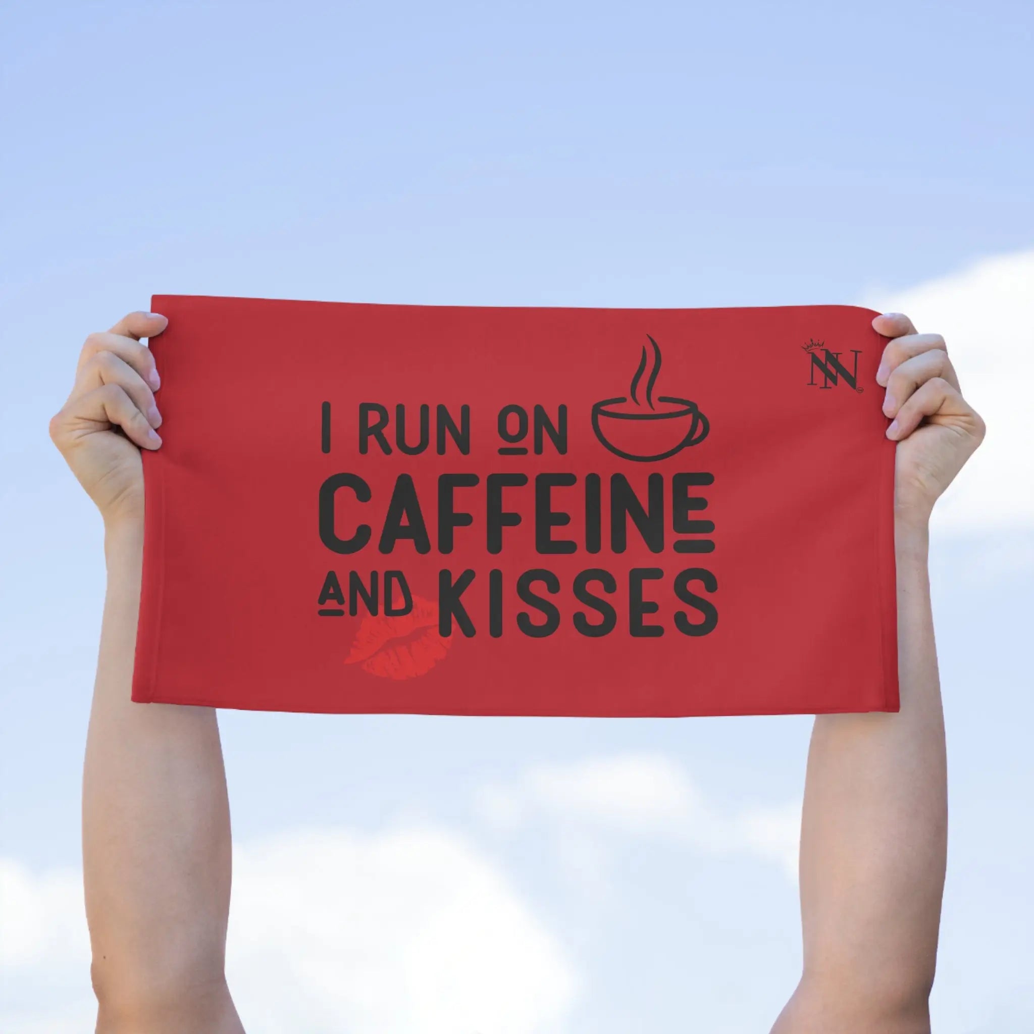 I Run on Caffeine & Kisses Red | Mix & Match Soft Fun-Flirty Lovers’ Towels