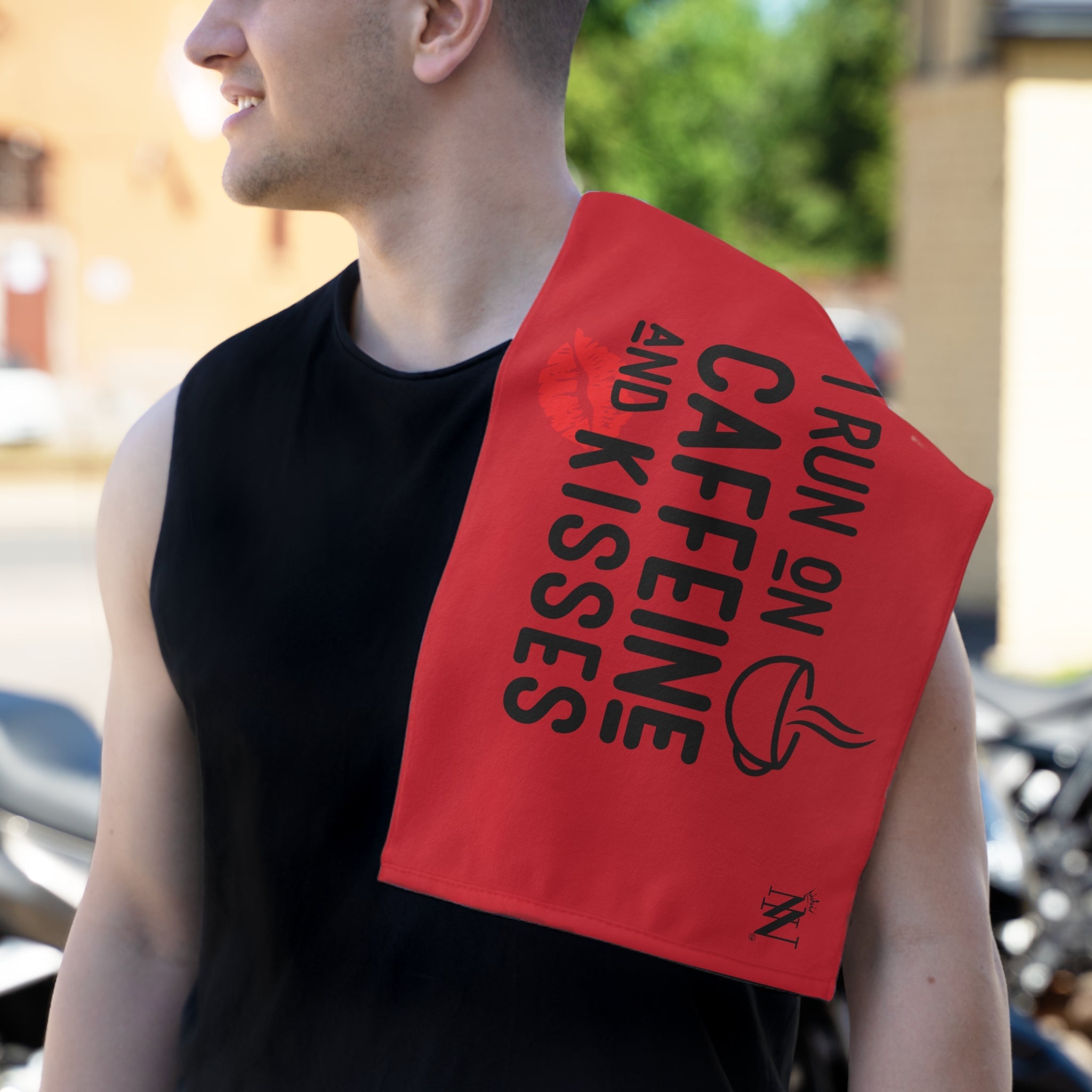 I Run on Caffeine & Kisses Red | Mix & Match Soft Fun-Flirty Lovers’ Towels