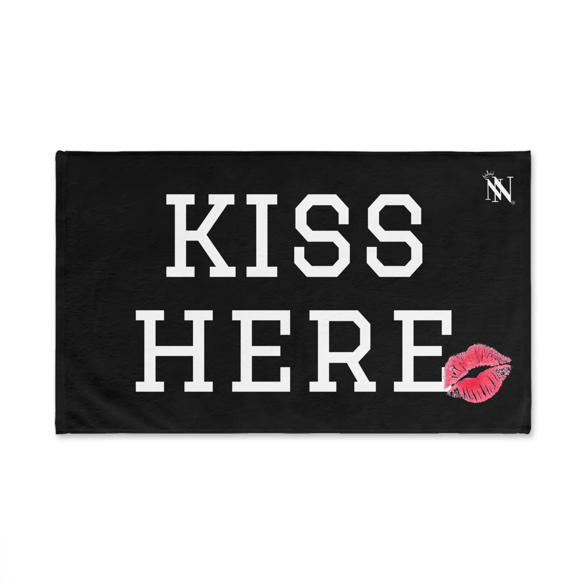 Kiss Here Lips Kiss Black | Mix & Match Soft Fun-Flirty Lovers’ Towels