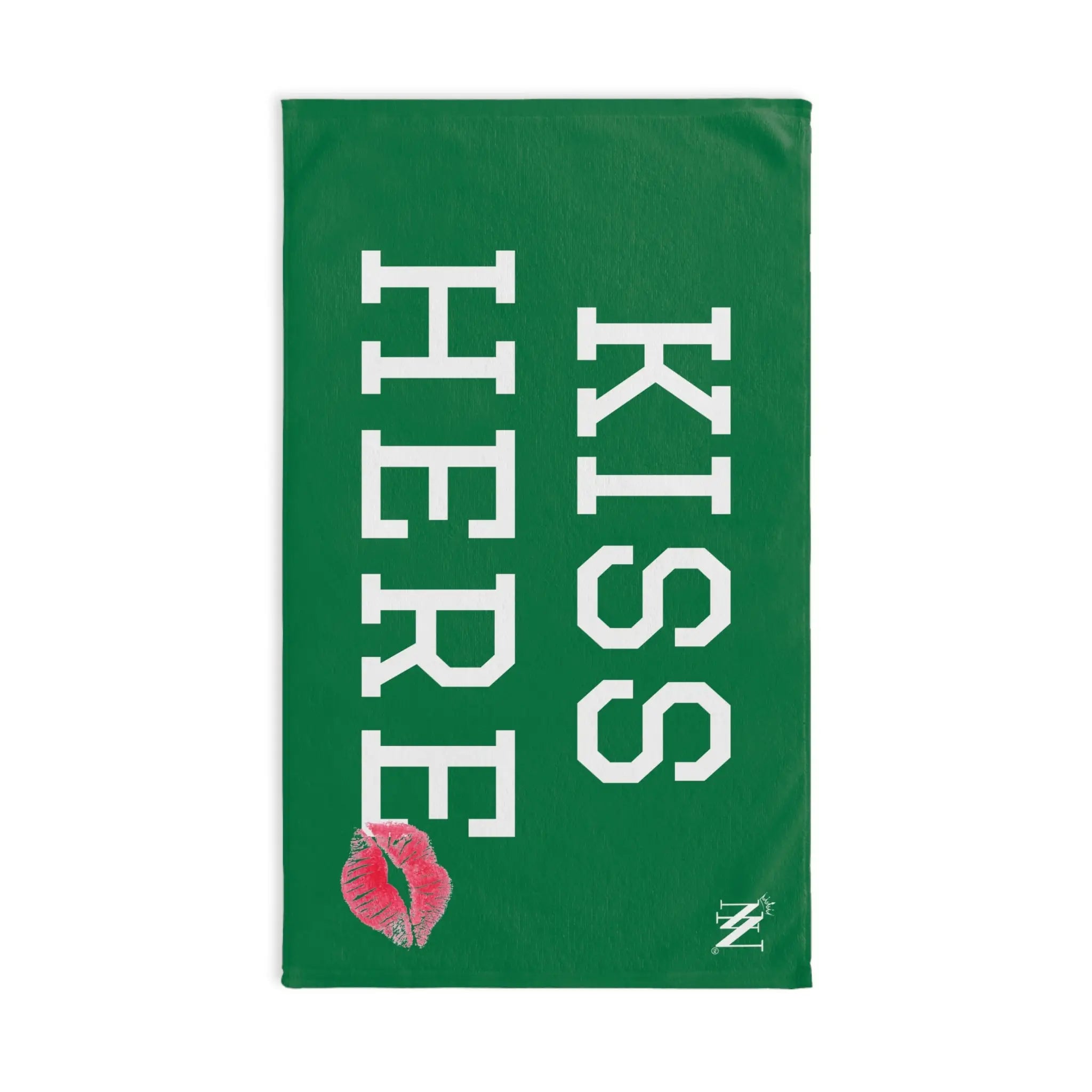 Kiss Here Lips Kiss Green | Mix & Match Soft Fun-Flirty Lovers’ Towels