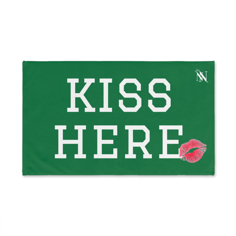 Kiss Here Lips Kiss Green | Mix & Match Soft Fun-Flirty Lovers’ Towels