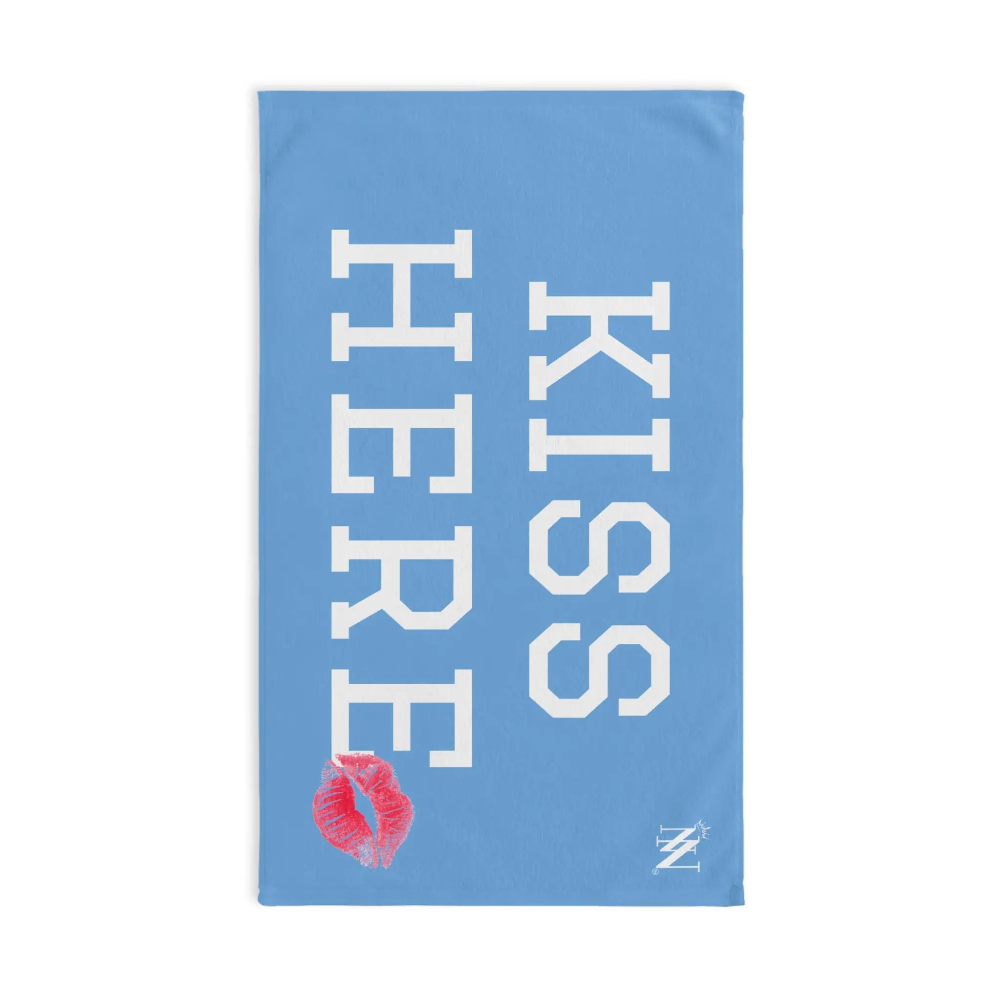 Kiss Here Lips Kiss Light Blue | Mix & Match Soft Fun-Flirty Lovers’ Towels