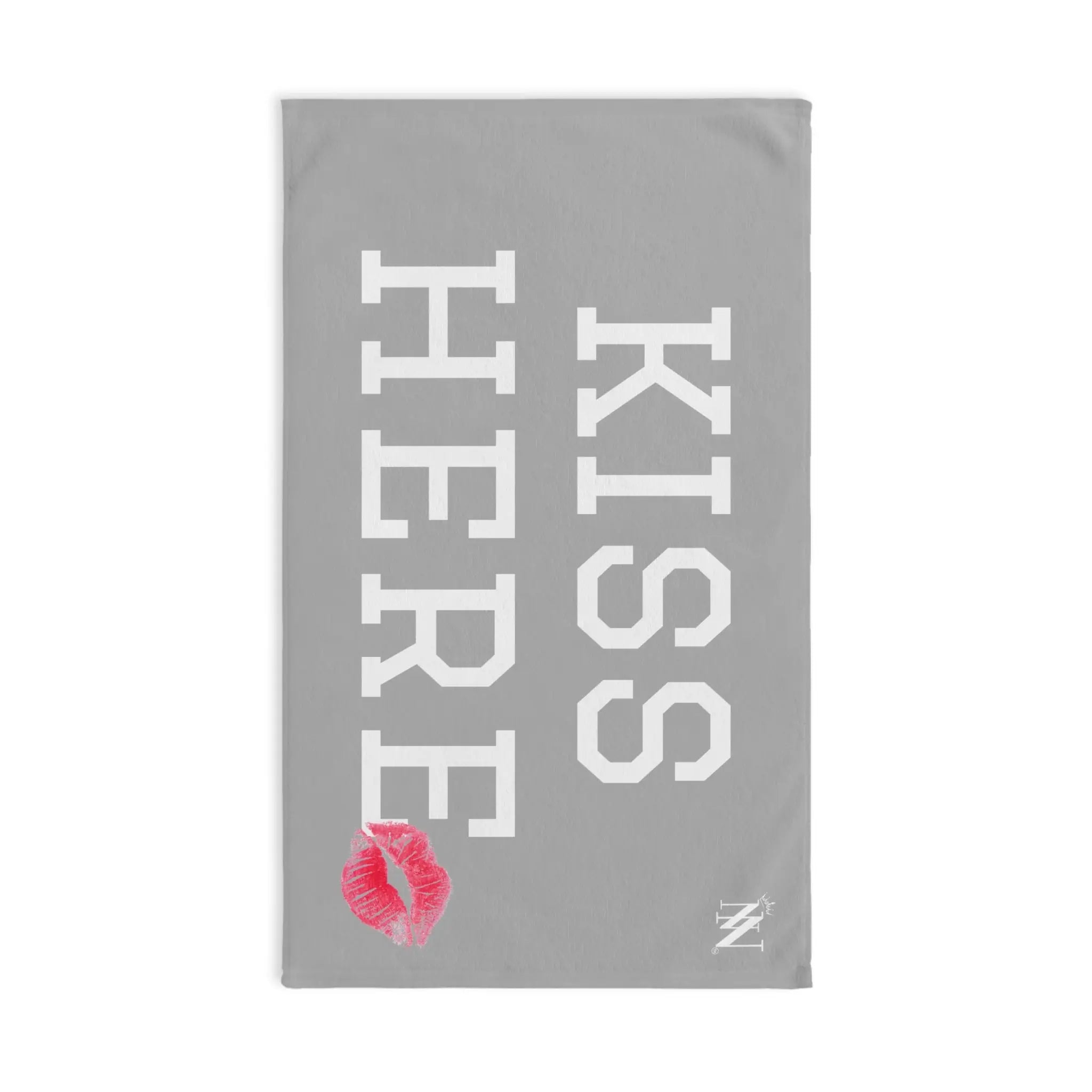 Kiss Here Lips Kiss Light Grey | Mix & Match Soft Fun-Flirty Lovers’ Towels