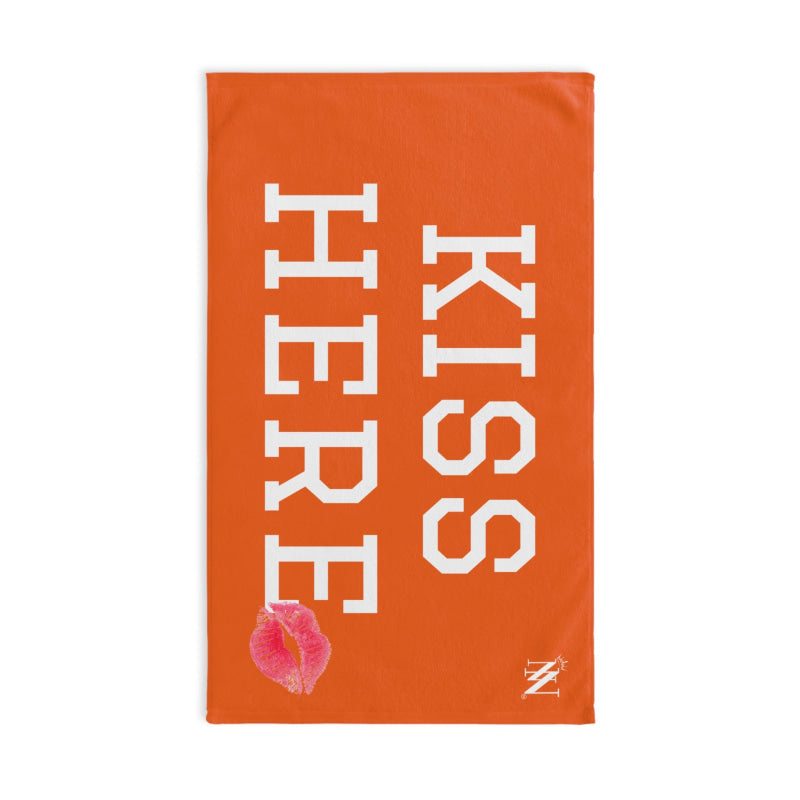 Kiss Here Lips Kiss Orange | Mix & Match Soft Fun-Flirty Lovers’ Towels