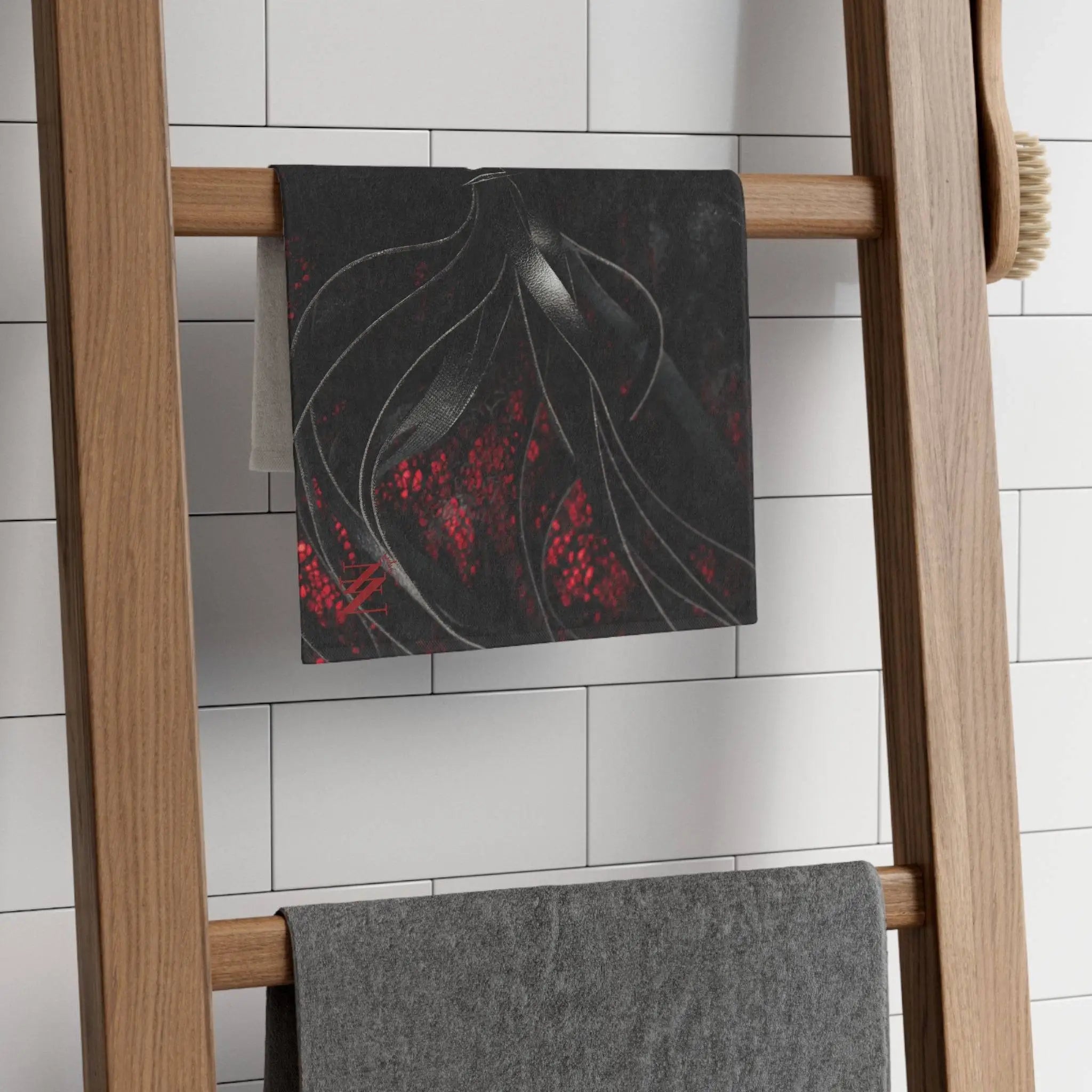 Leather & Red Lace Kinky | Mix & Match Soft Fun-Flirty Lovers’ Towels
