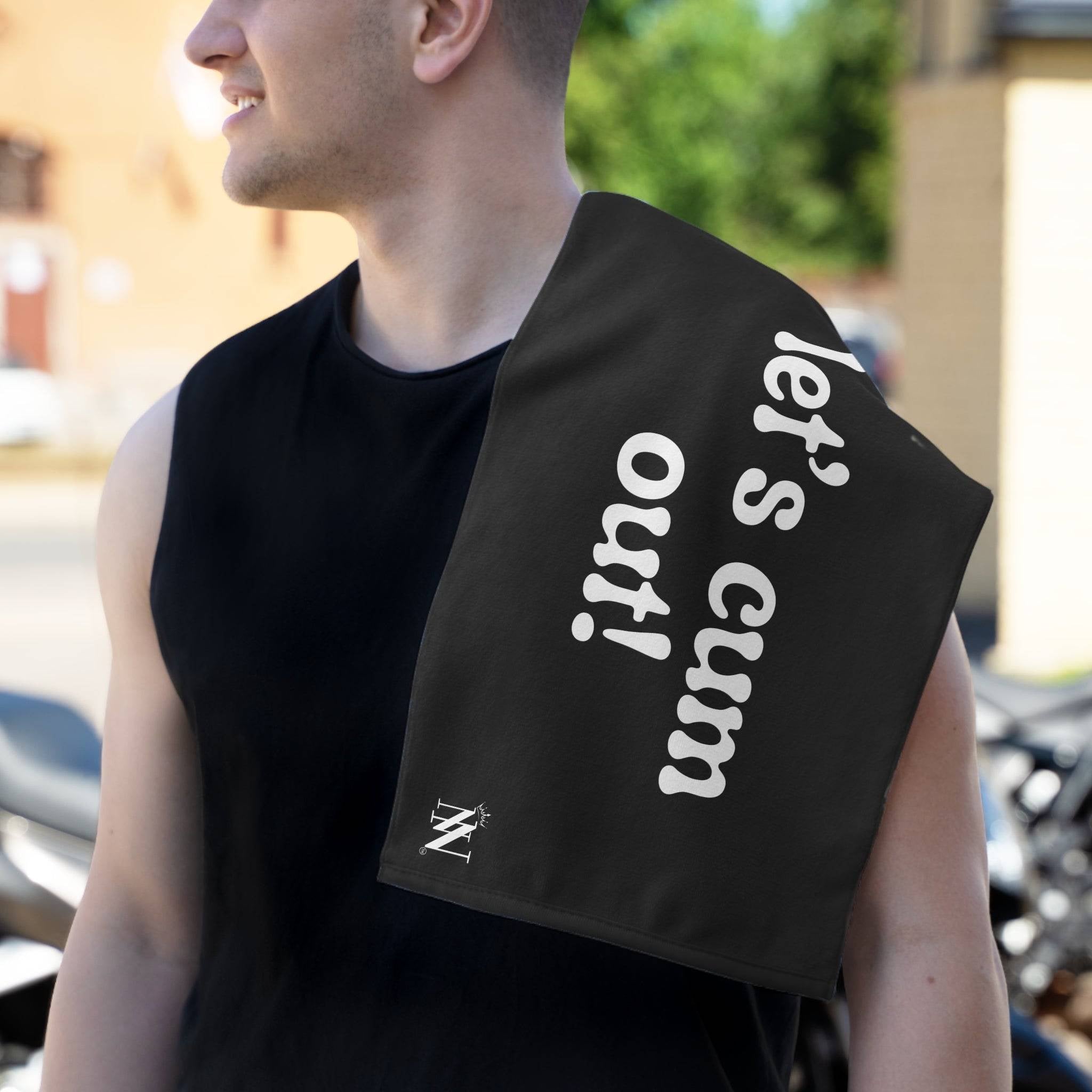 Let’s Cum Out! Black Mix & Match Soft Sex Towels | Flirty Lovers’ Gifts