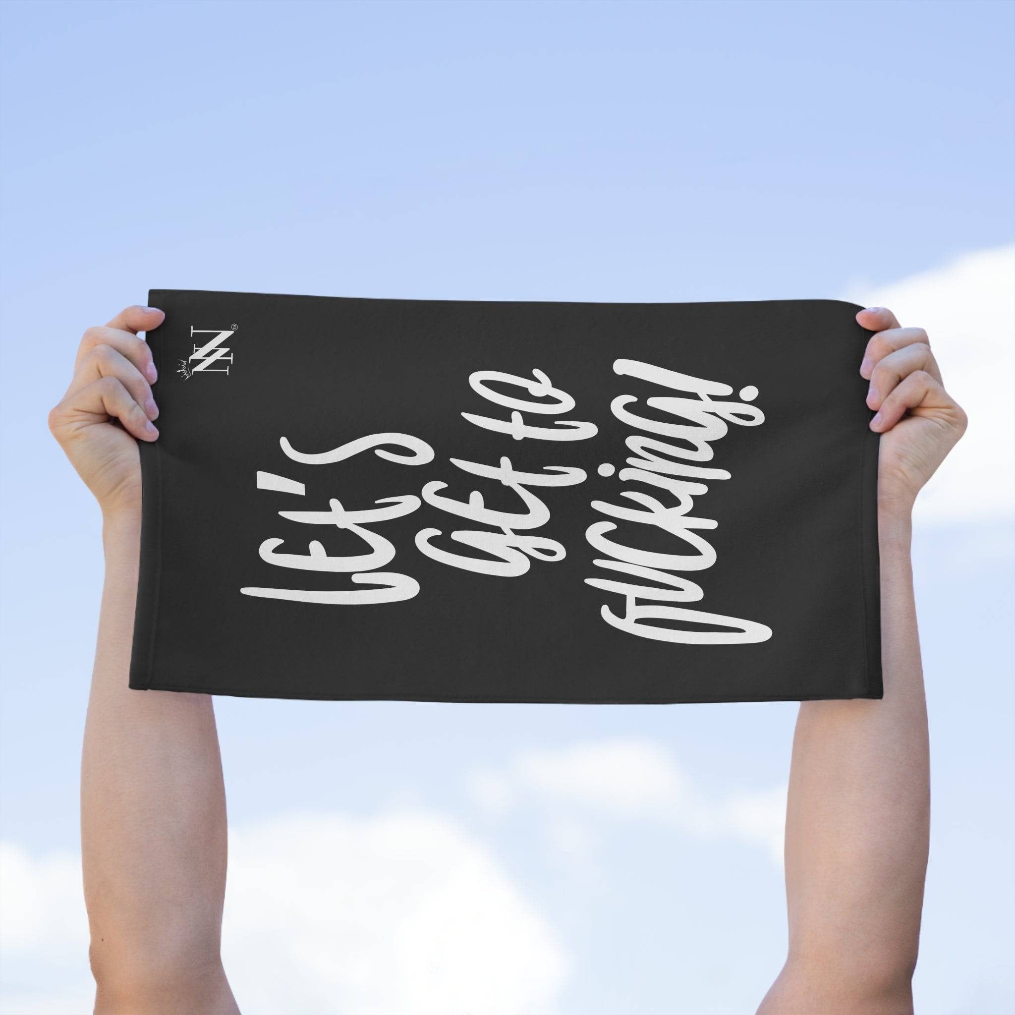 Let’s Get to Fucking! Black Mix & Match Soft Sex Towels | Flirty Lovers’ Gifts