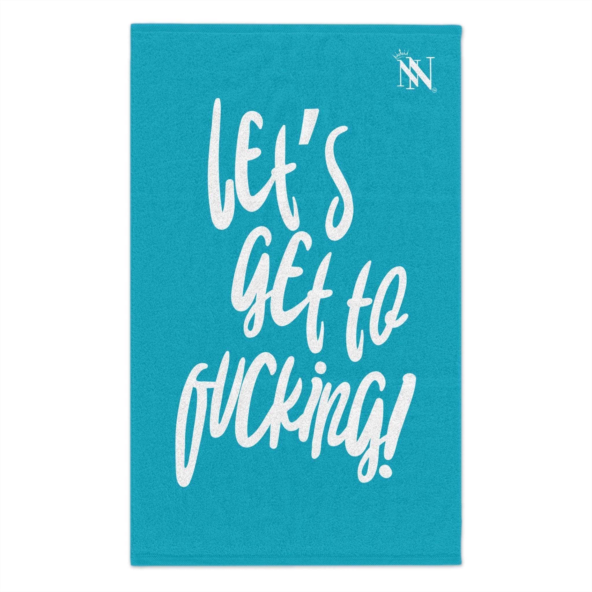 Let’s Get to Fucking! Teal Mix & Match Soft Sex Towels | Flirty Lovers’ Gifts