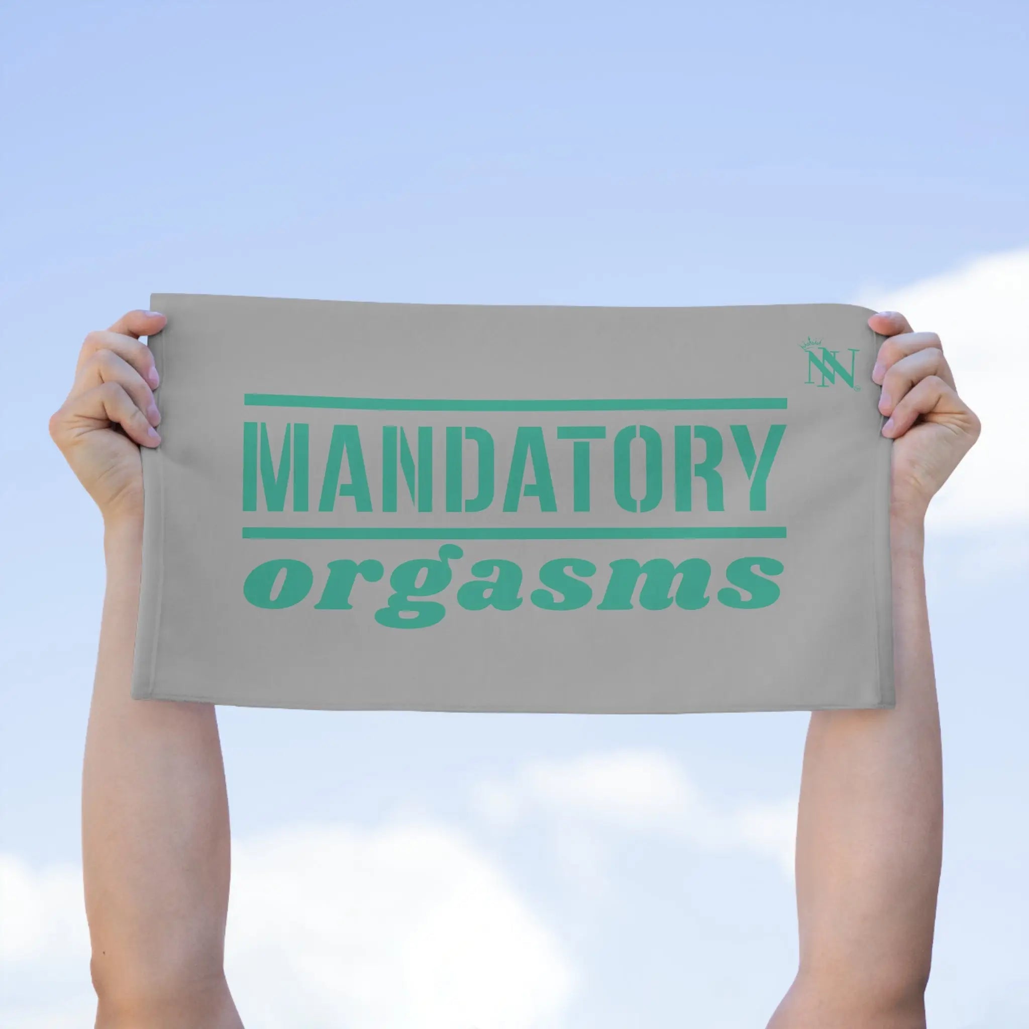 Mandatory Orgasms Light Grey | Mix & Match Soft Fun-Flirty Lovers’ Towels