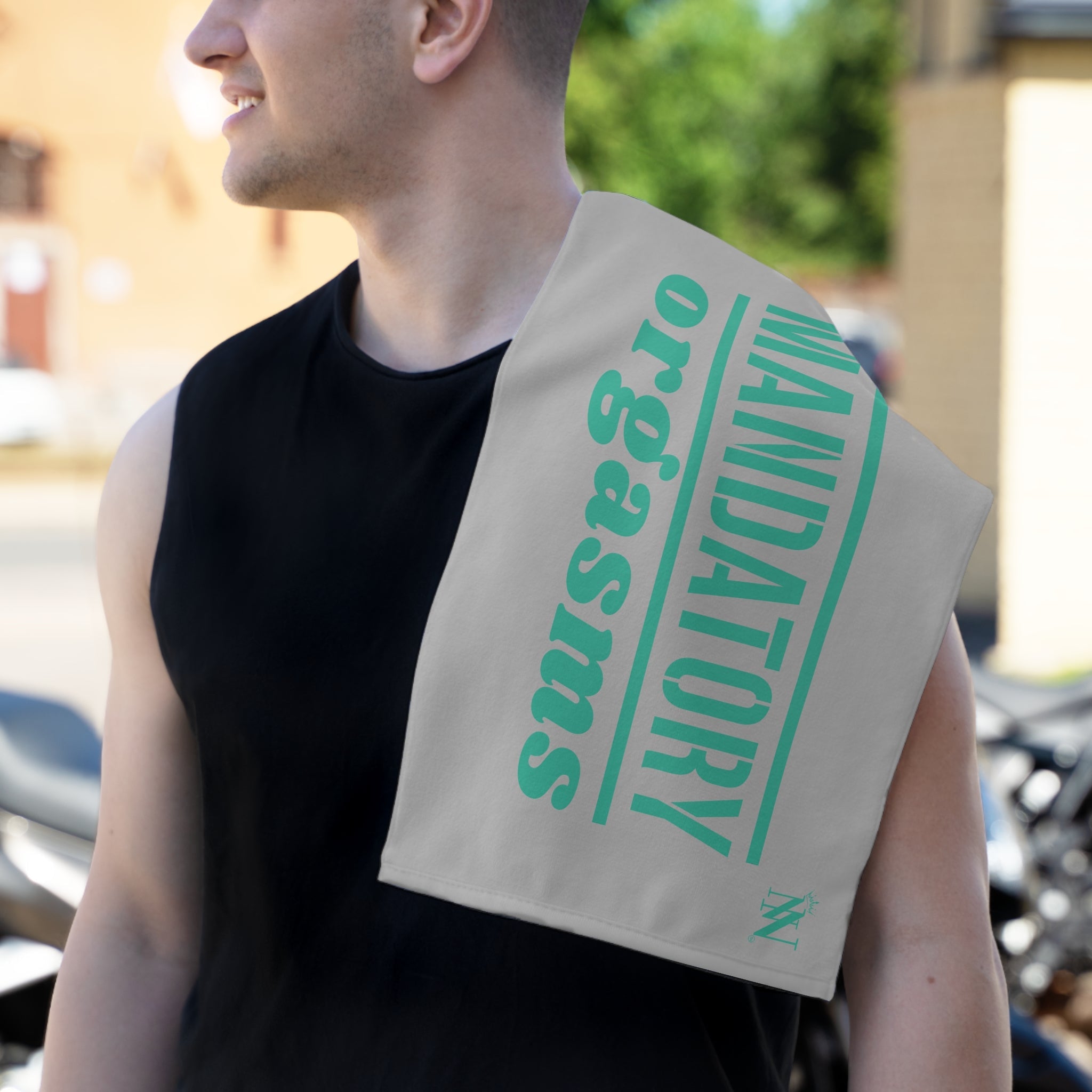 Mandatory Orgasms Light Grey | Mix & Match Soft Fun-Flirty Lovers’ Towels