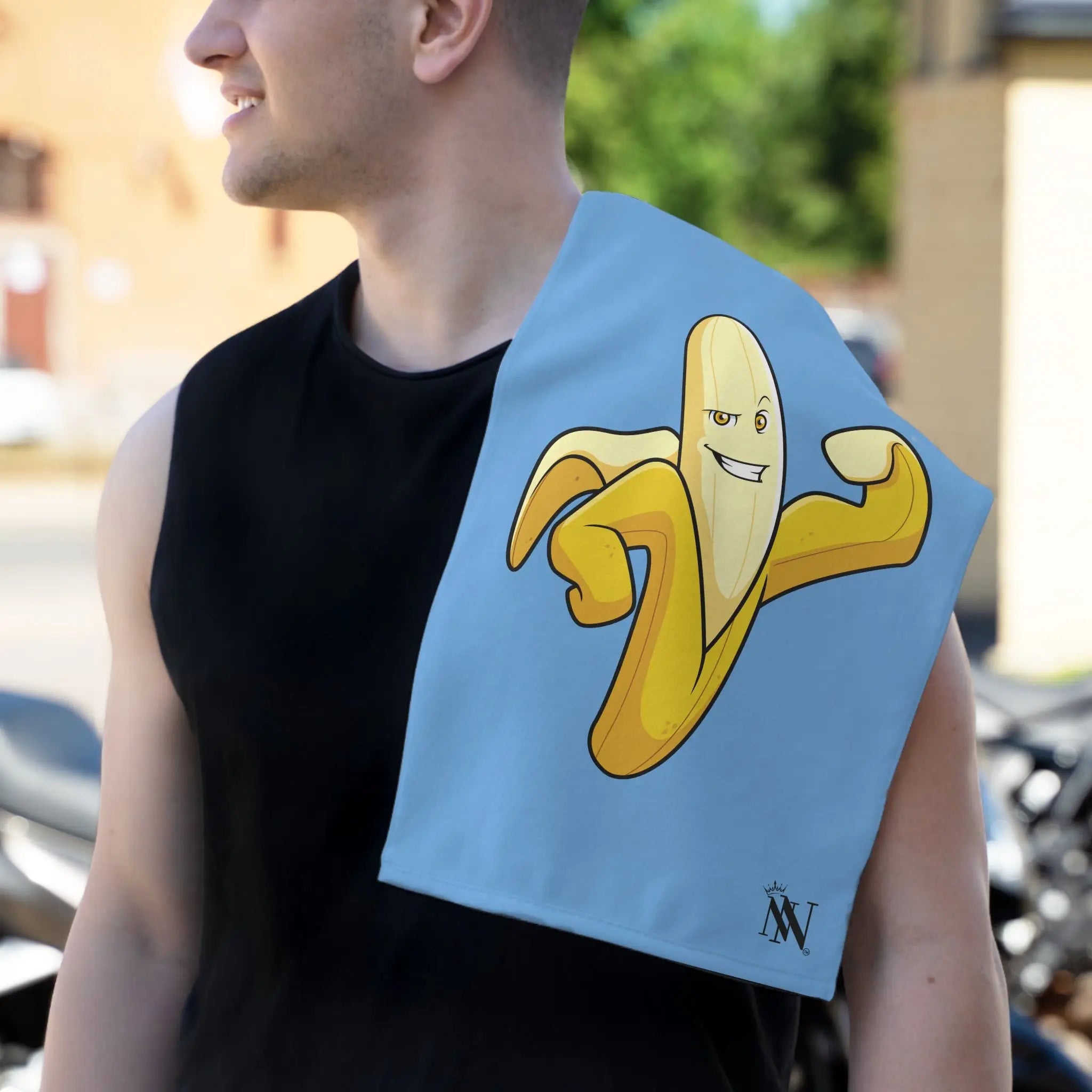 Mighty Banana Light Blue | Mix & Match Soft Fun-Flirty Lovers’ Towels