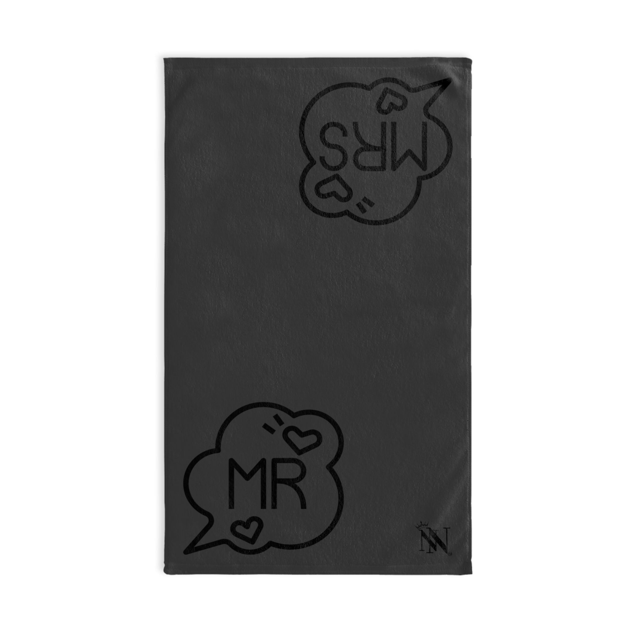 Mr. Mrs. Caption Shareable Dark Grey | Mix & Match Classic Fun-Flirty Lovers’ Towels