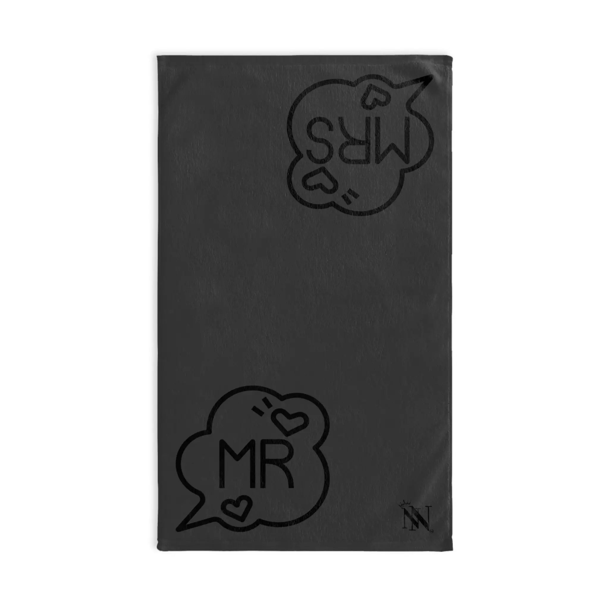 Mr. Mrs. Caption Shareable Dark Grey | Mix & Match Classic Fun-Flirty Lovers’ Towels